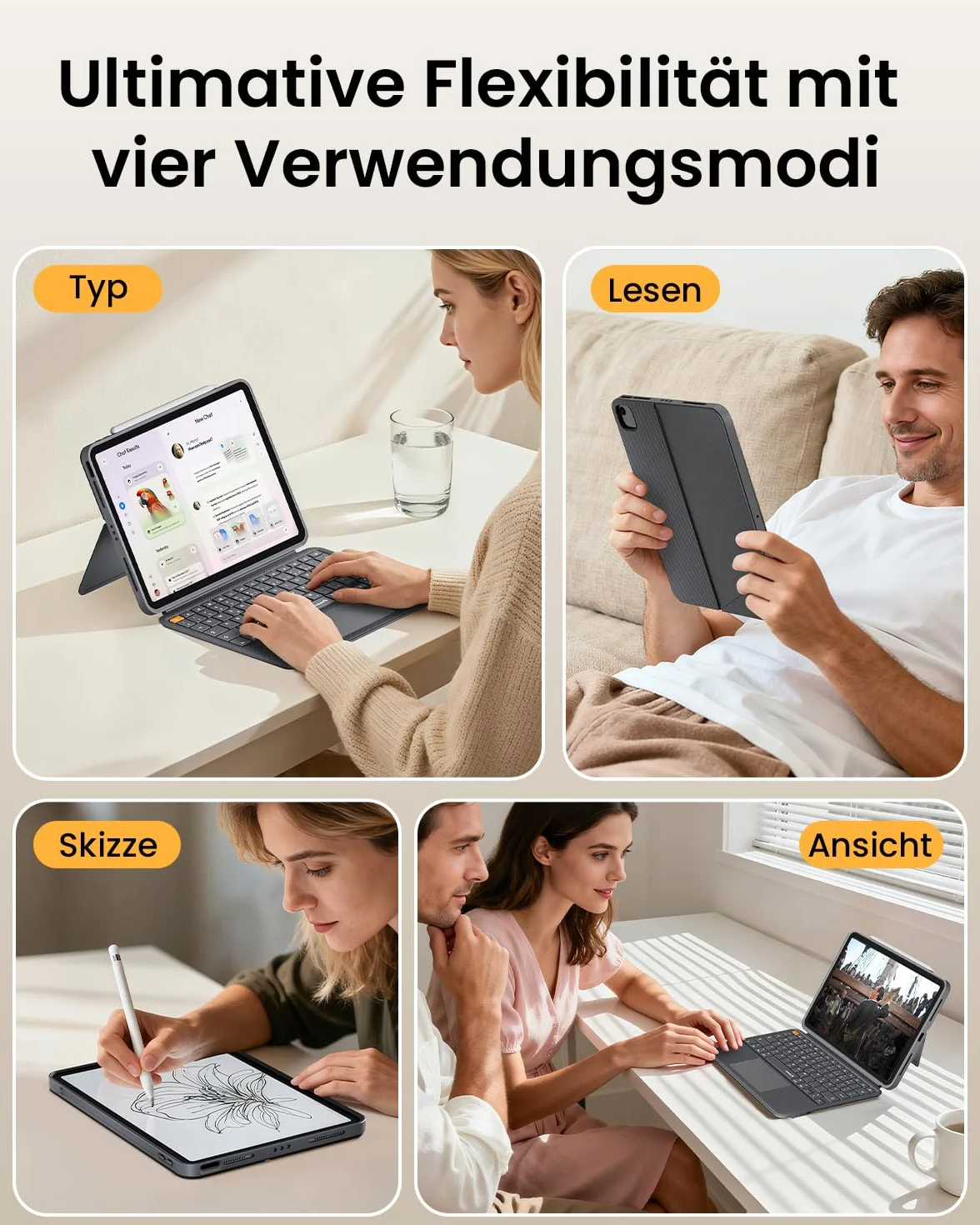 ProtoArc TK500 Etui z klawiaturą magnetyczną do iPad Air 11" M3 2025/M2 2024, duży gładzik z kliknięciem