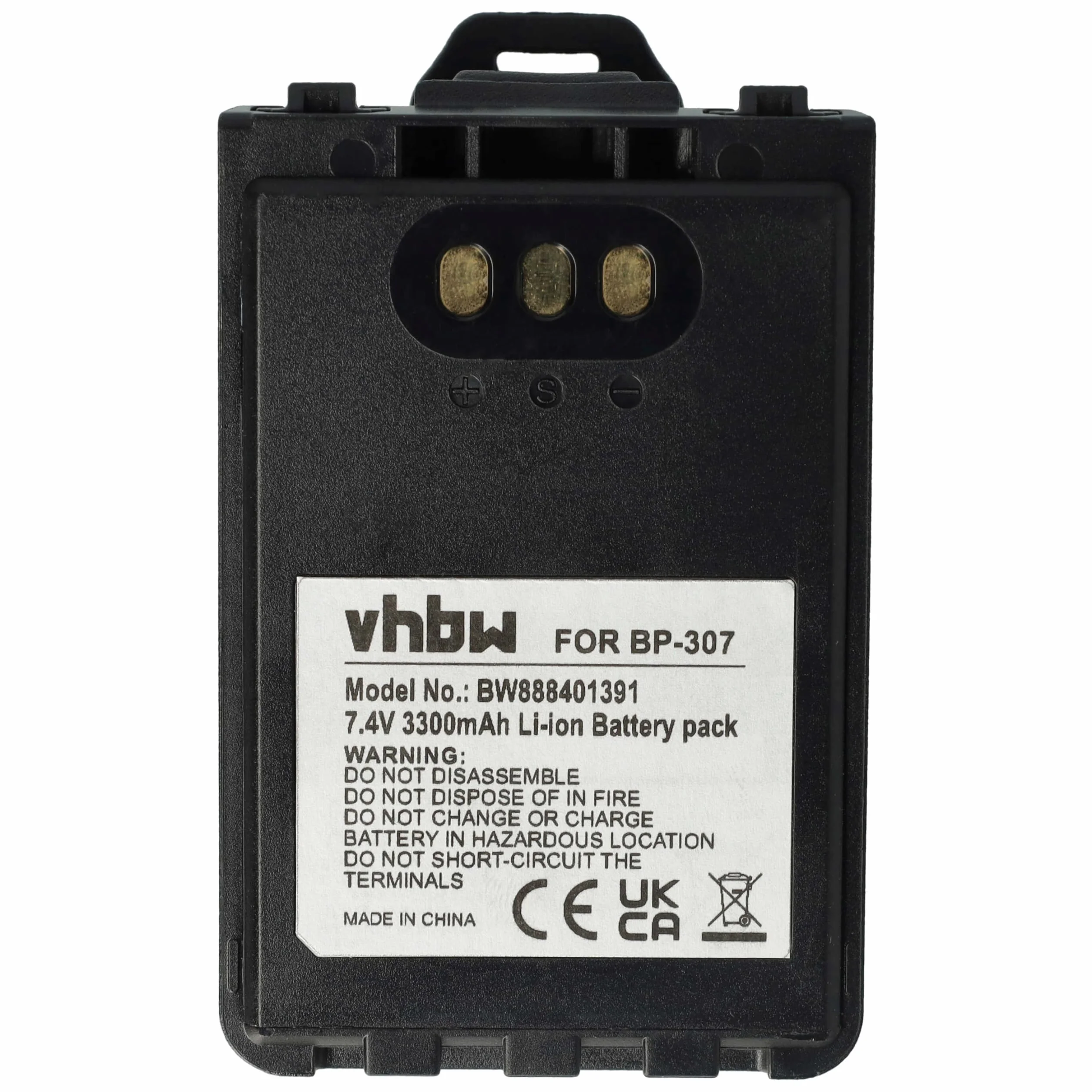 vhbw Bateria kompatybilna z Icom ID-52E, IC-705, ID-31E, ID-51E, IP-100H krótkofalówka, Walkie Talkie (3300 mAh, 7,4 V, Li-Ion) + klips do paska