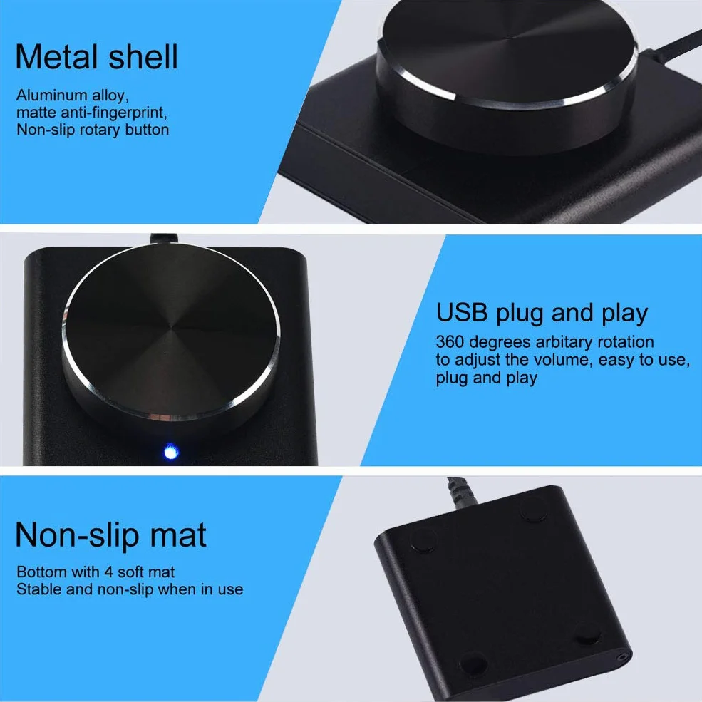 cooidea Przycisk regulacji głośności USB z jednym przyciskiem funkcji wyciszania/pauzy dla komputera, ustawienie audio, regulacja głośności audio, kompatybilny z WinXP/7/8 10/Vista/Mac/Linux