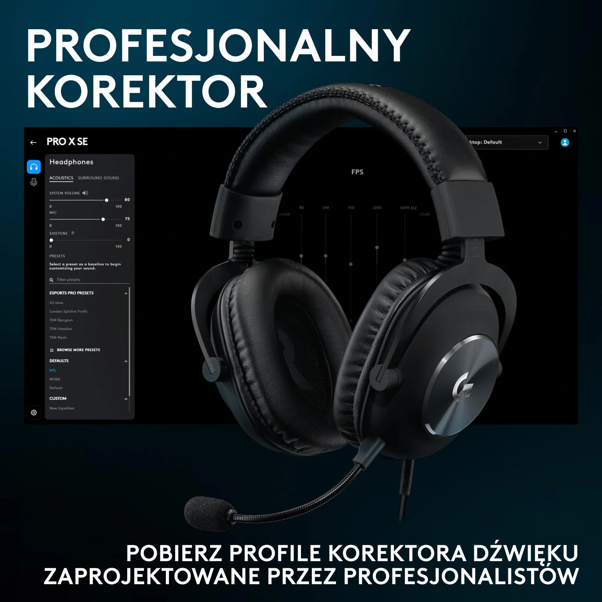 Logitech G Pro X SE przewodowy zestaw słuchawkowy do gier, odłączany mikrofon, DTS Headphone:X 7.1, DAC USB, czarny