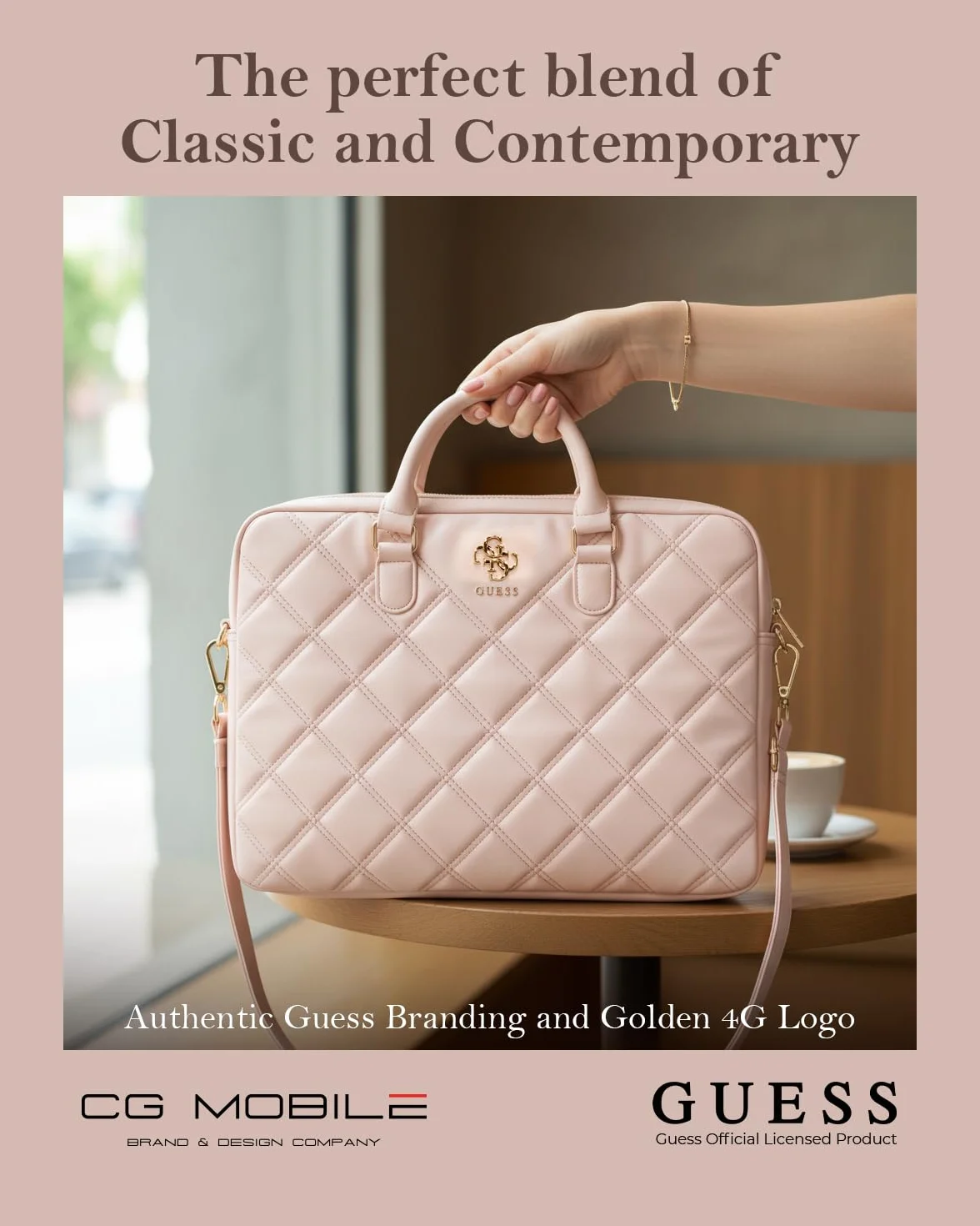 CG MOBILE Guess torba GUCB15ZPSQSSGP 16" różowa pikowana 4G