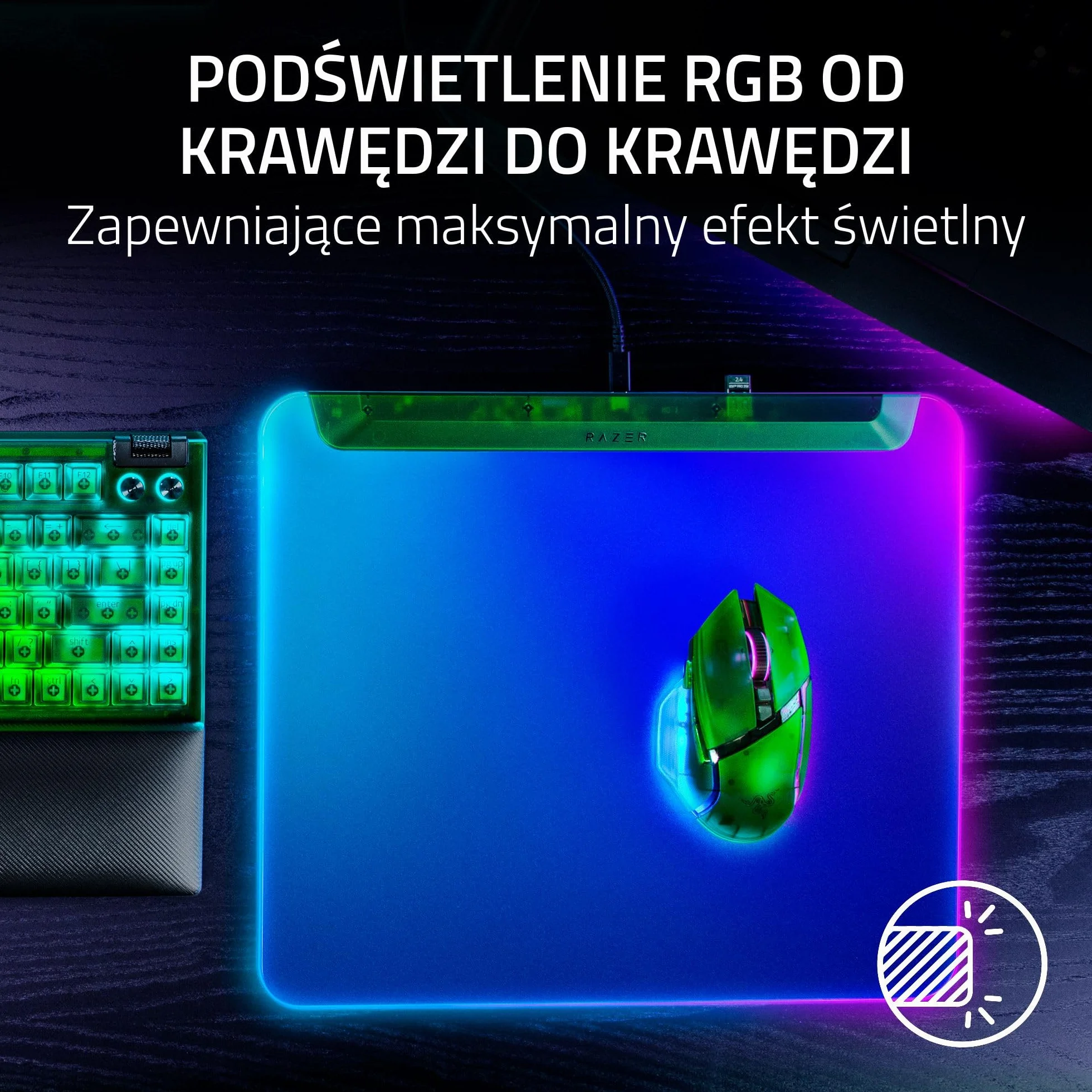 Razer Firefly V2 Pro Phantom Green Edition podkładka pod mysz do gier Chroma RGB USB 2.0 mikrotekstura antypoślizgowa