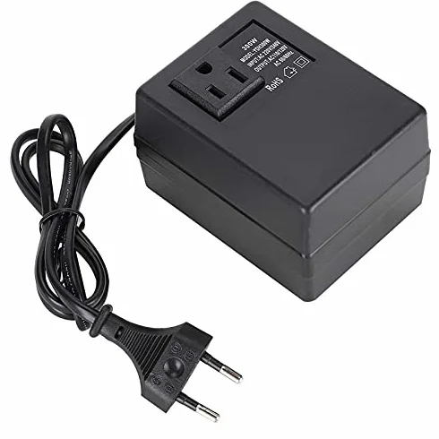 Konwerter Napięcia 300 W Adapter Wtyczki UE, Podróżny Adapter Wtyczki Zasilania, Konwertuje 220 V/240 V na 110 V/120 V, Tworzywo Sztuczne, Czarny, 3,7 X 3 X 2,4 Cala, do Podróży