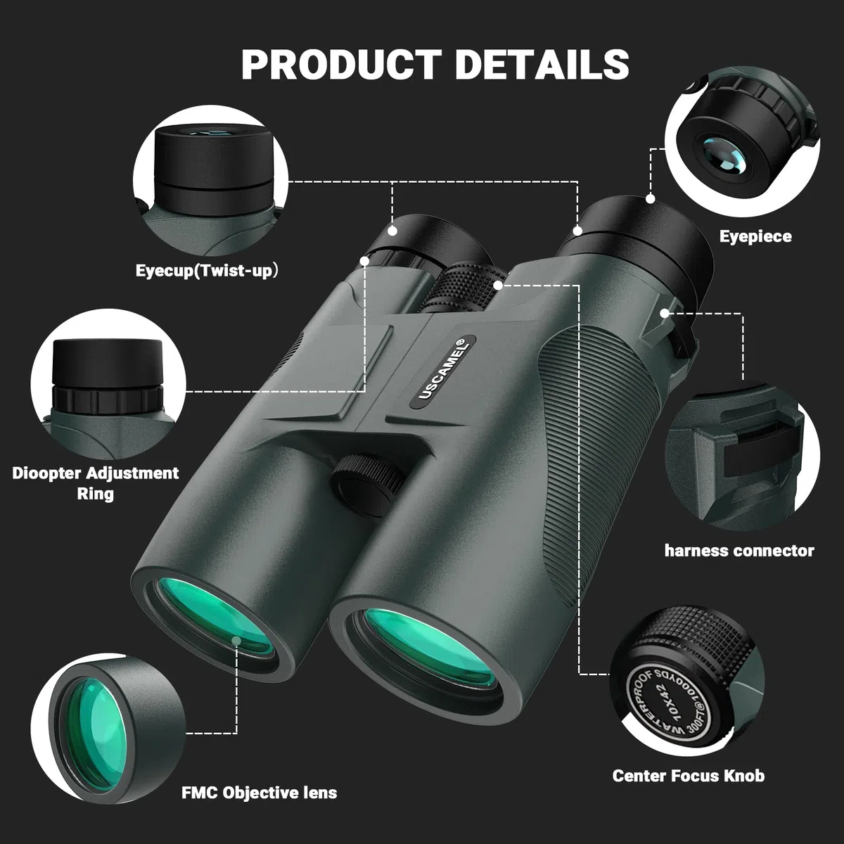 Meade Kompaktowa lornetka, kieszonkowa lornetka 10 x 42 z wyraźną wizją, do obserwacji ptaków, podróży, koncertu, myśliwskiej zieleni (Army Green)