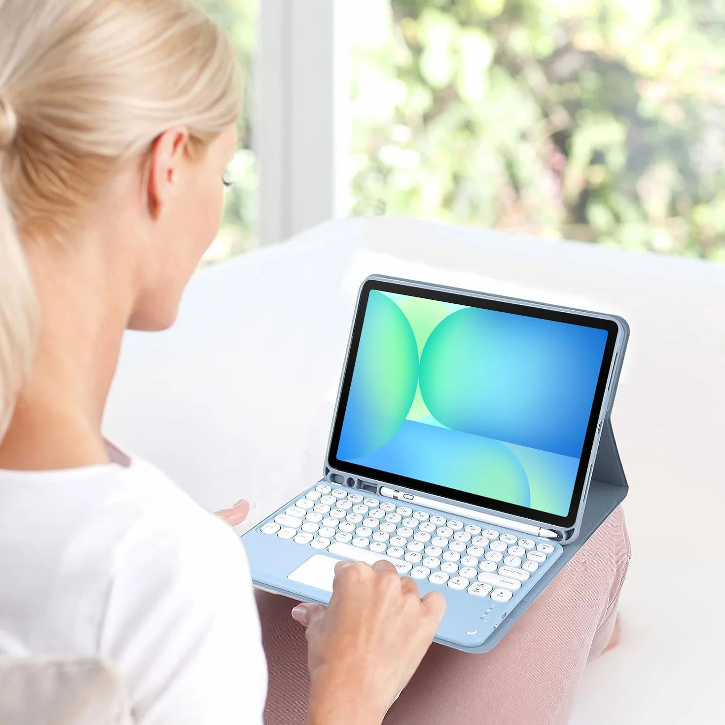 Keyboard Case for Samsung Galaxy Tab S10 FE+ Plus 13,1 cala 2025 (SM-X620/X626), inteligentny gładzik, 7-kolorowe podświetlenie, odłączana klawiatura z uchwytem na pióro i myszką,Black