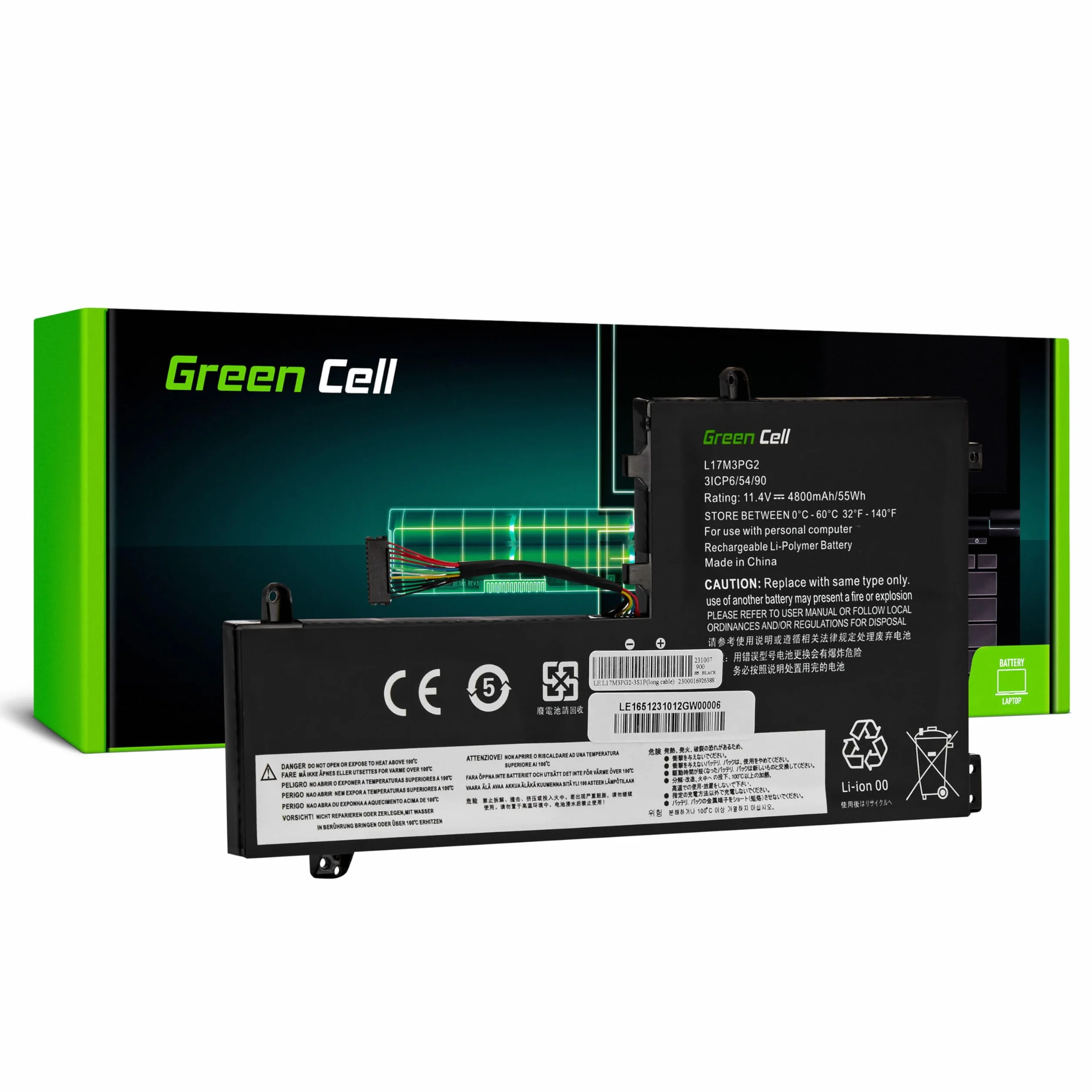 Green Cell L17C3PG1 L17L3PG1 L17M3PG1 L17M3PG2 L17M3PG3 bateria do laptopa Lenovo Legion Y530-15ICH Y540-15IRH (4800 mAh 11,4 V czarny)