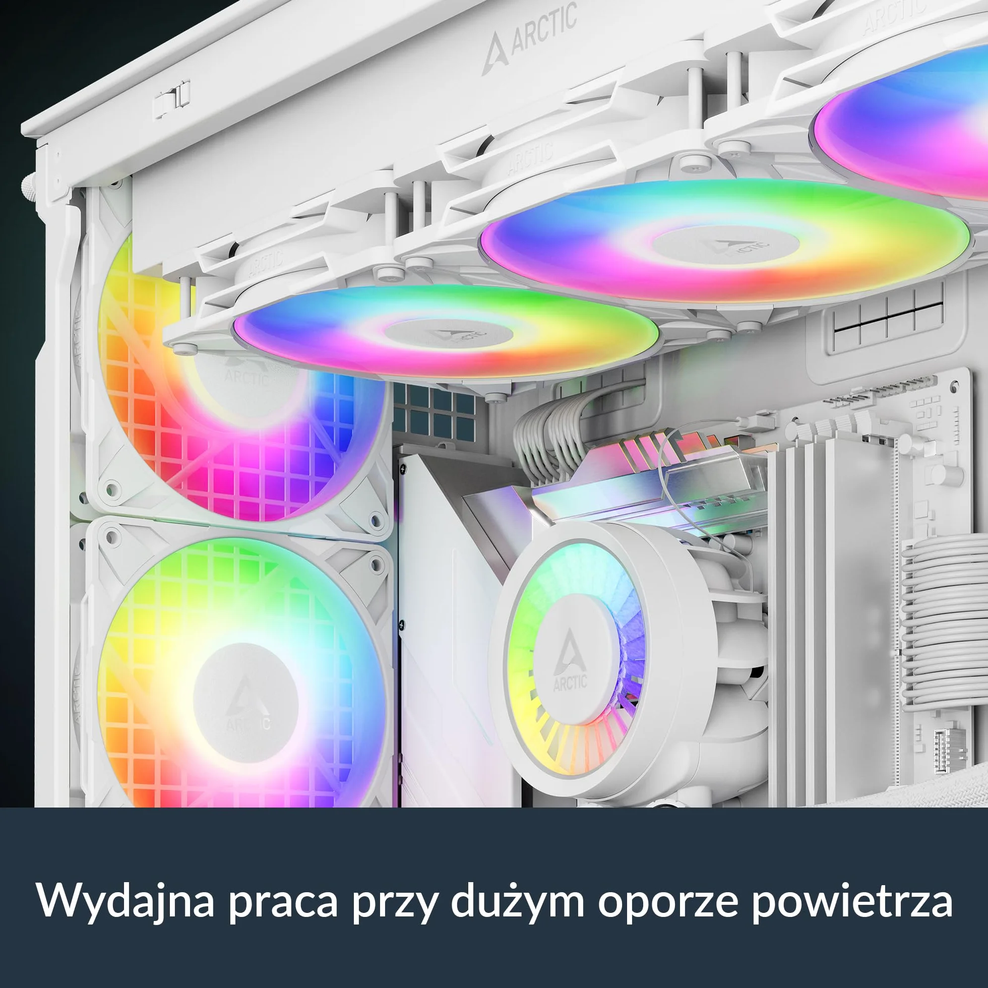 ARCTIC P14 Pro A-RGB (White) - 3 sztuki - Wydajny wentylator klasy premium, 140 mm wentylator PWM z kablem Y Splitte, 400-2500 obr/min, 0 obr/min <5% PWM, 5V Digital RGB, łożysko Fluid Dynamic - biały