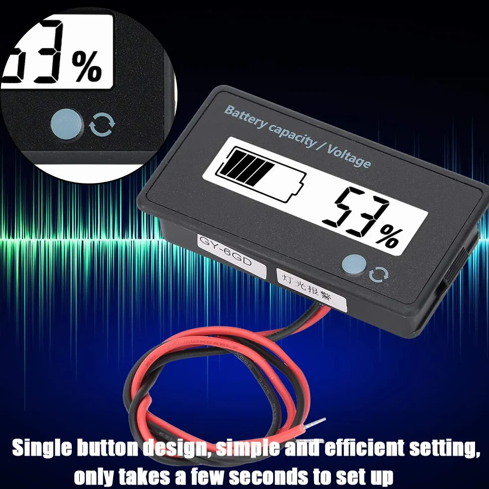 Tester pojemności baterii LCD z alarmem, miernik napięcia 12-84V do akumulatora kwasowo-ołowiowego, bateria litowa, bateria litowo-żelazna (biała)