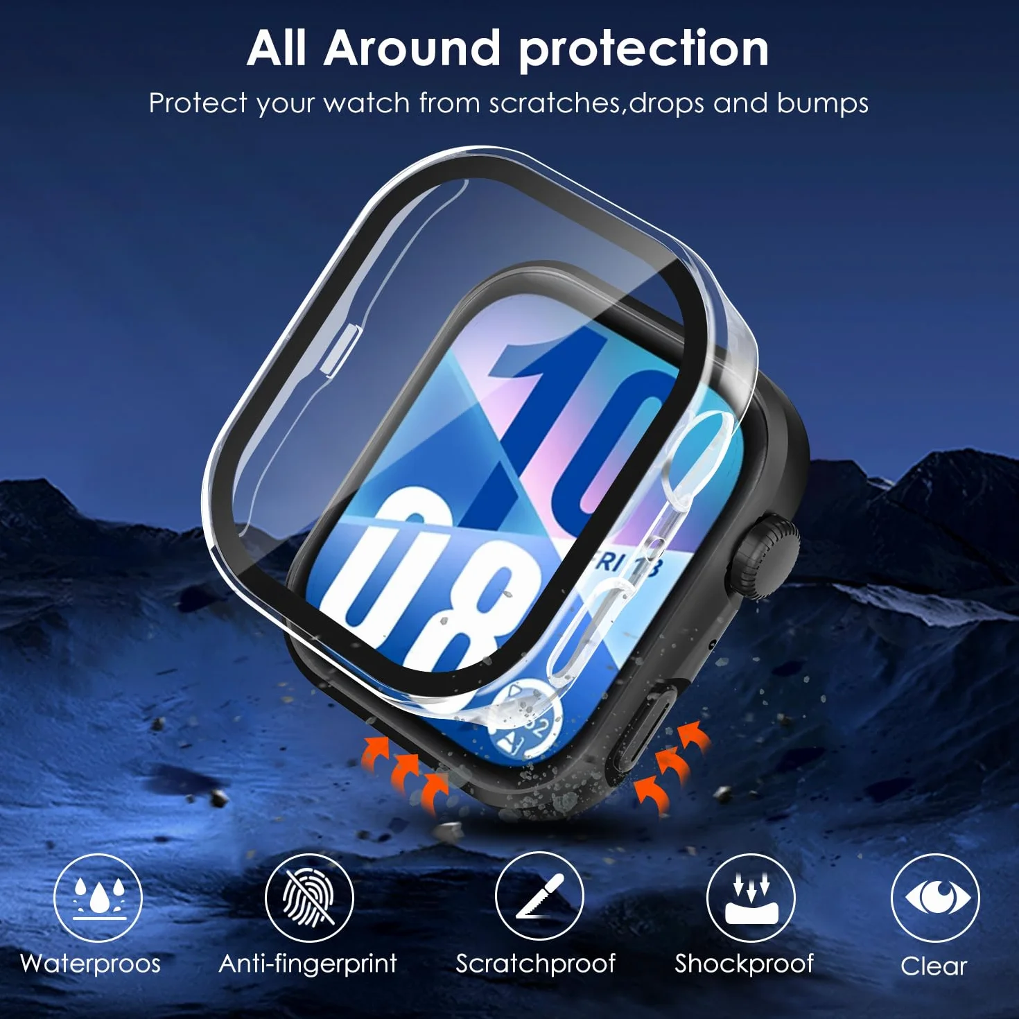 ivoler Twarde etui z poliwęglanu (PC) ze szklaną ochroną wyświetlacza do Huawei Watch Fit 4, pełne pokrycie, odporne na uderzenia, ultracienkie, HD przezroczyste, odporne na zarysowania, 2