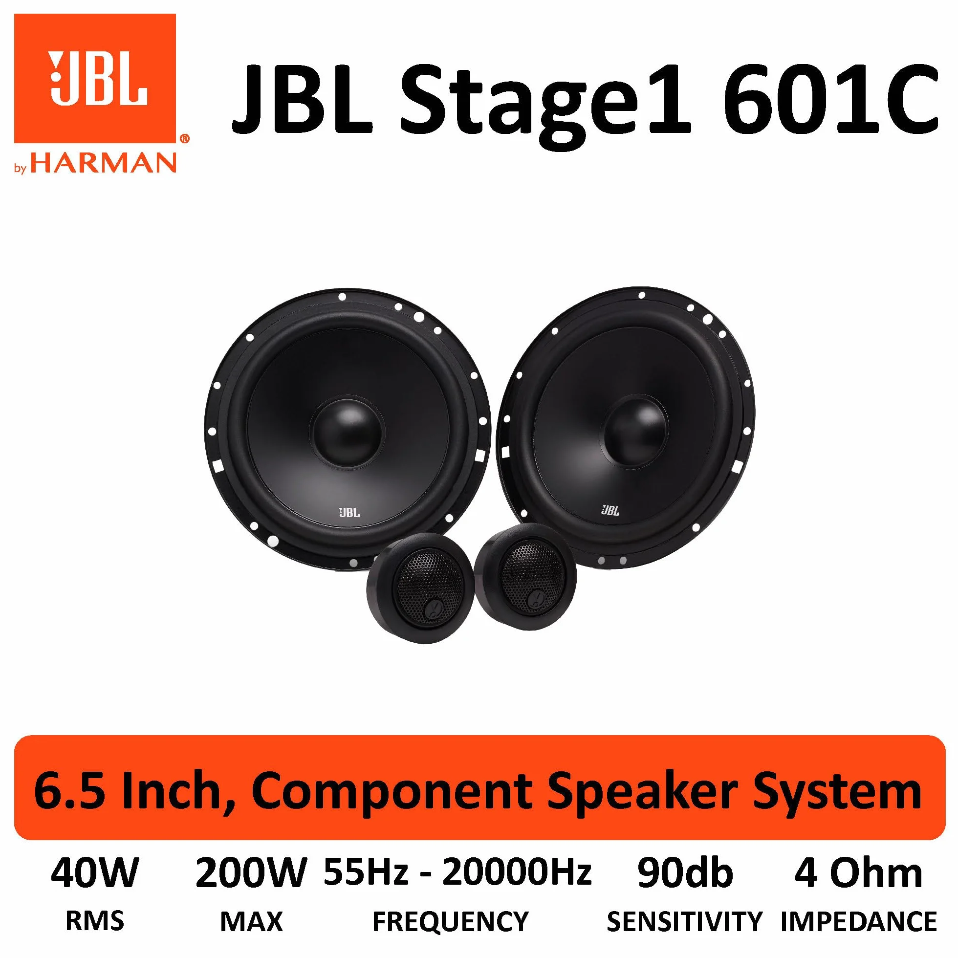 JBL Stage1 601C 6" 16 cm 2-drożny 200 W komponent samochodowy głośniki do drzwi