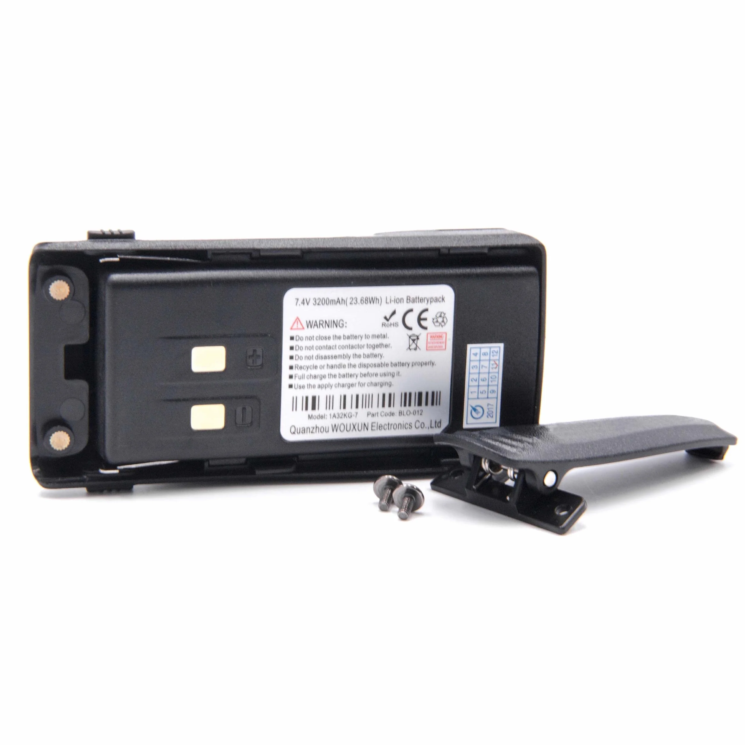 vhbw Akumulator kompatybilny z Wouxun KG-UV9D, KG-D901, KG-UV9D Plus, KG-UV9G, KG-UV9K, krótkofalówka (3200 mAh, 7,4 V, litowo-jonowa) + klips do paska