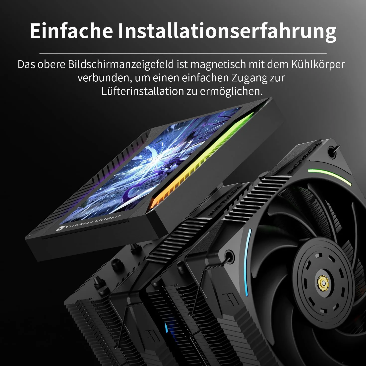 TR Peerless Assassin 120 VISION MAX ARGB Black chłodnica powietrza z 2 wentylatorami TL-K12 PWM, 5-calowy wyświetlacz magnetyczny (rozdzielczość 480 x 854), do LGA1851/1700 i AM5