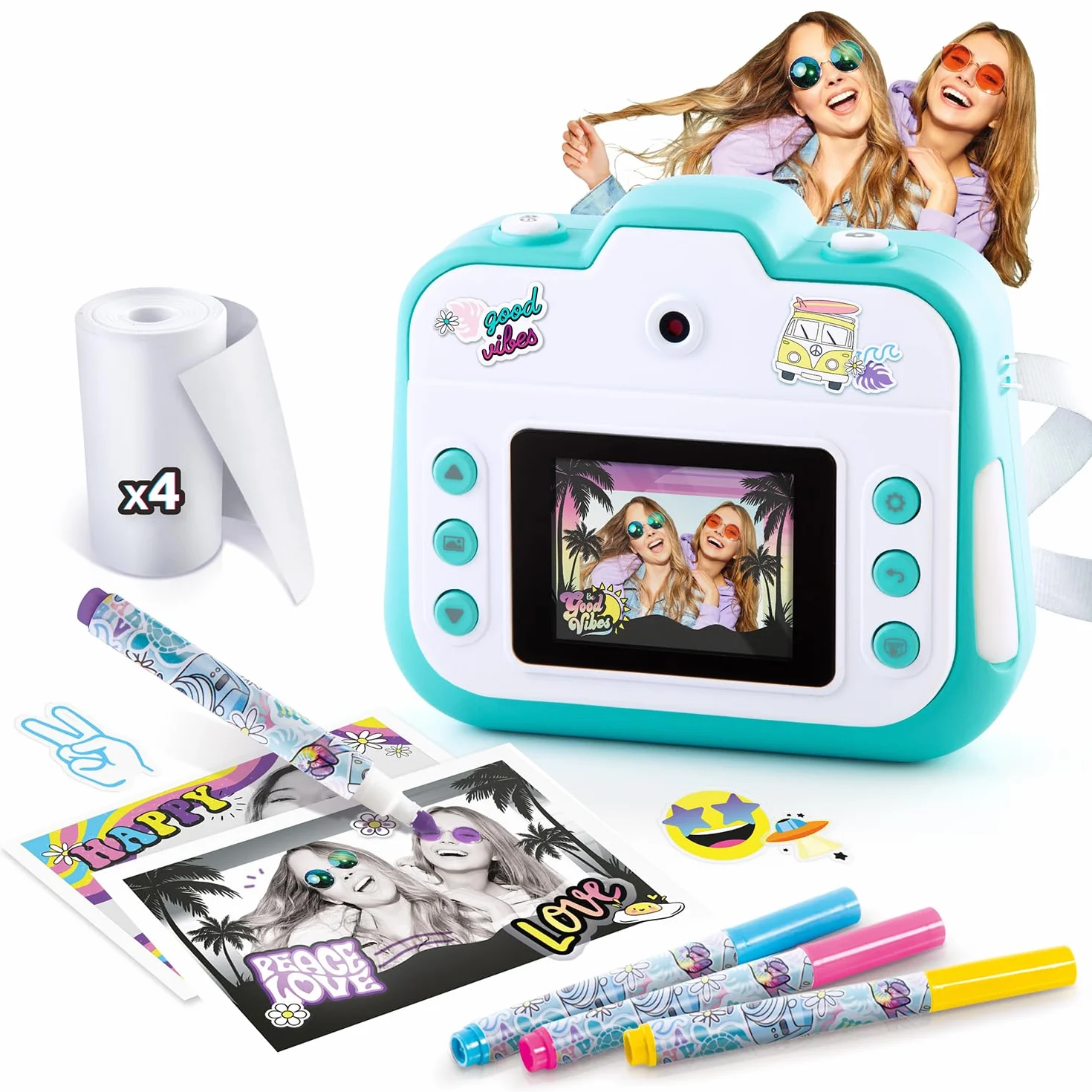 Canal Toys - Aparat do natychmiastowego druku fotograficznego, selfie i wideo - papier termiczny na 250 zdjęć - Wyświetlacz LCD - od 8 lat - CLK 001, jasnoniebieski