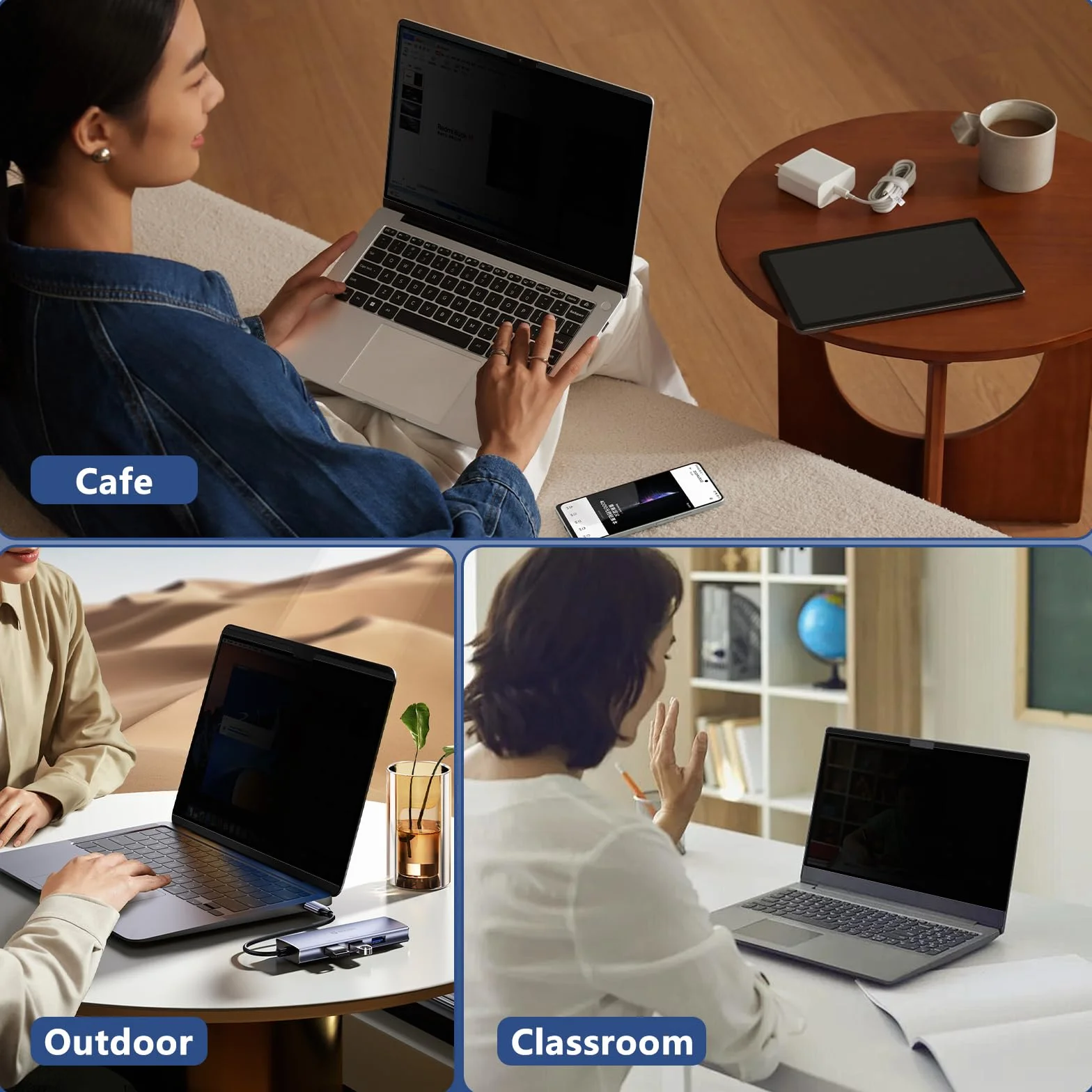 Magnetyczna osłona prywatności dla MacBook Air 13 cali/13.6 cala (2022-2026, M5 M4 M3 M2), Zdejmowana osłona prywatności na laptopa, filtr przeciwsłoneczny i przeciw niebieskiemu światłu