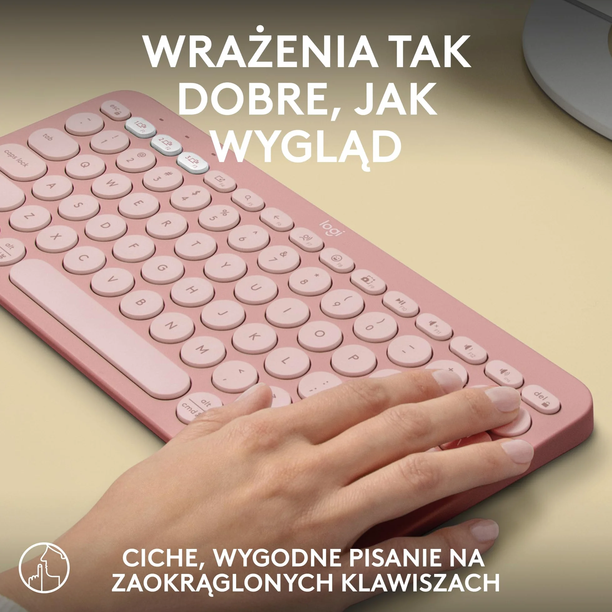 Logitech Pebble Keys 2 K380s, bezprzewodowa klawiatura Bluetooth do wielu urządzeń z ustawianymi skrótami, smukła, przenośna, przełączanie, Windows, macOS, iPadOS, Android, Chrome OS, QWERTY US-Różowy