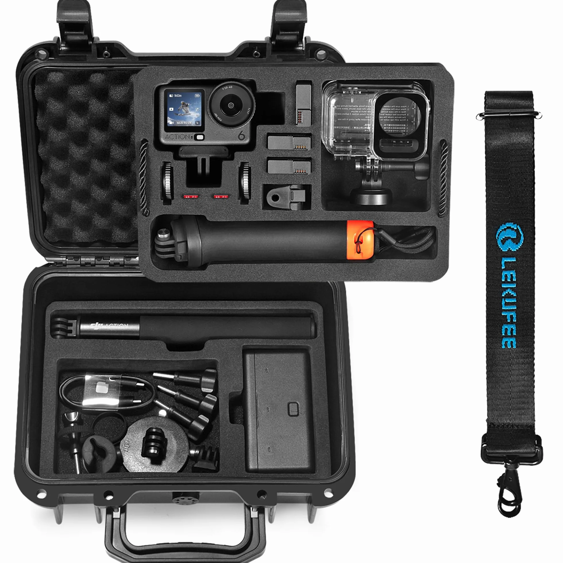 Lekufee Małe Wodoodporne Twarde Etui dla DJI Osmo Action 6/5 Pro/4/3,Combo i innymi akcesoriami (tylko etui)