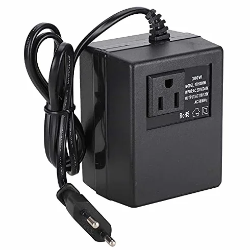 Konwerter Napięcia 300 W Adapter Wtyczki UE, Podróżny Adapter Wtyczki Zasilania, Konwertuje 220 V/240 V na 110 V/120 V, Tworzywo Sztuczne, Czarny, 3,7 X 3 X 2,4 Cala, do Podróży