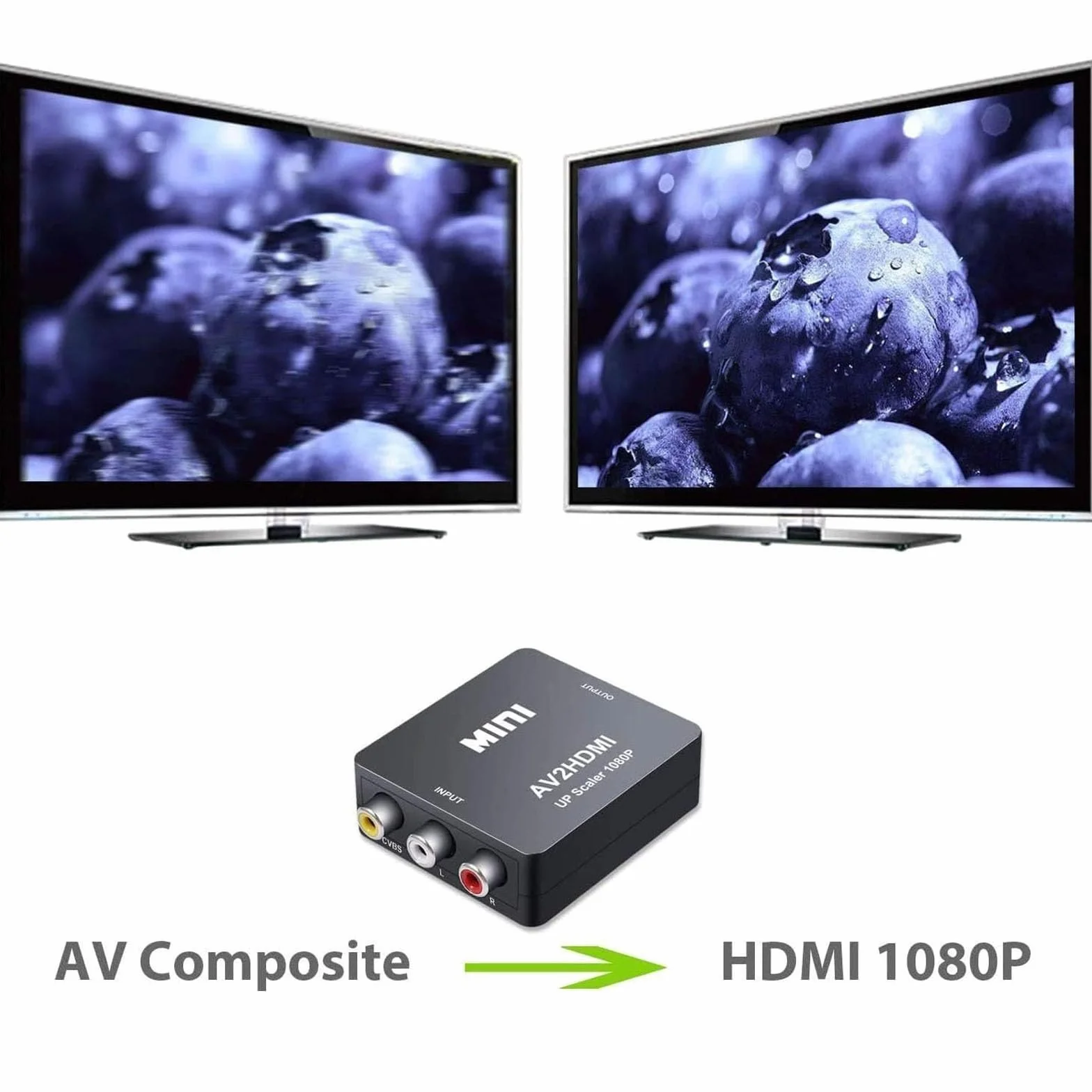 konwerter wideo RCA na HDMI, AV na HDMI, obsługuje 720 1080P dla kamery, Xbox 360, PS1, PS2, WII, N64, Gamecube, SNES, NES, PSP, DVD, VHS