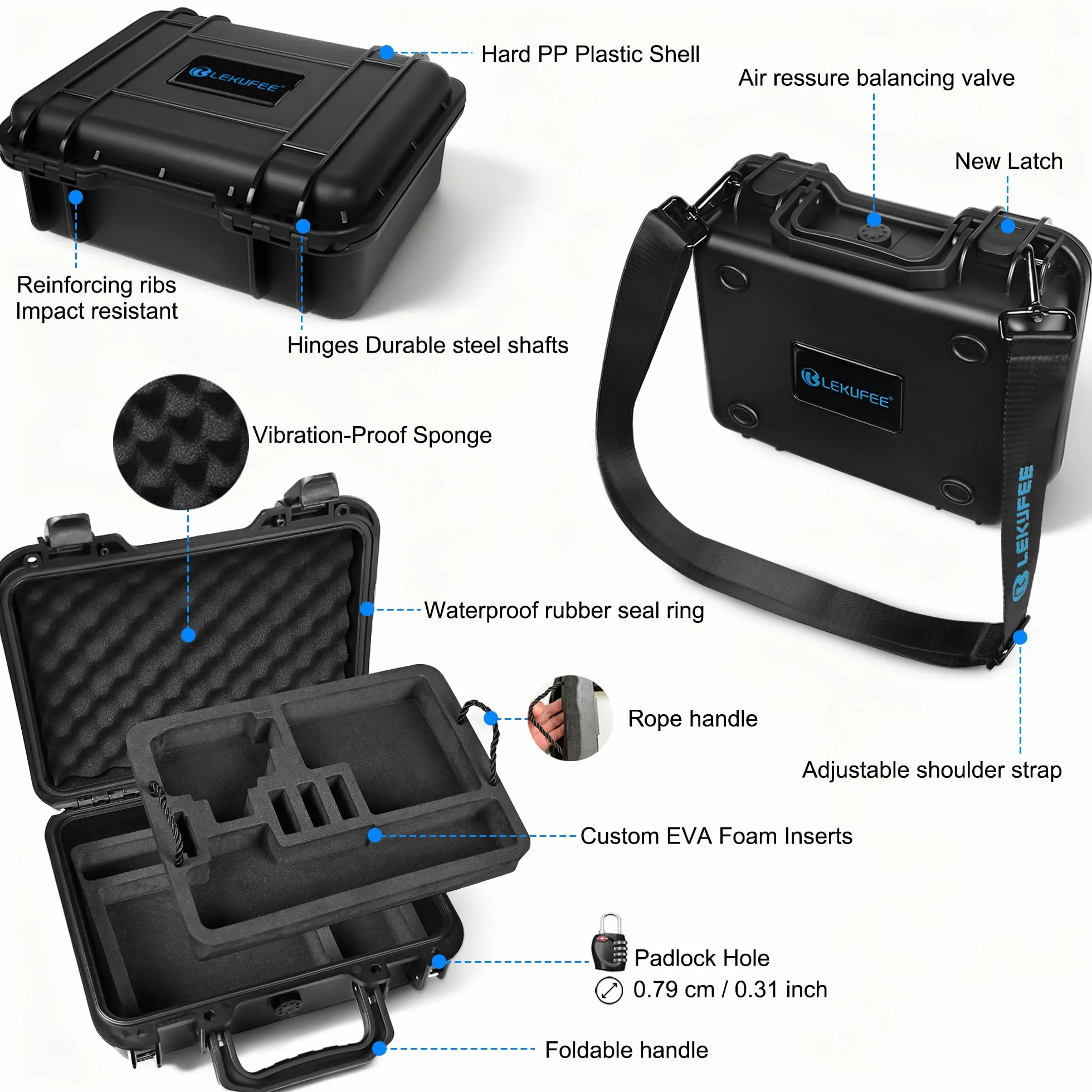Lekufee Małe Wodoodporne Twarde Etui dla DJI Osmo Action 6/5 Pro/4/3,Combo i innymi akcesoriami (tylko etui)