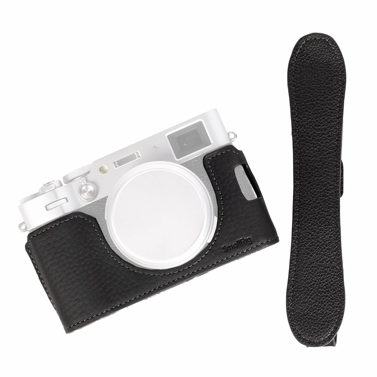 SMALLRIG X100VI Half Leather Case Kit Zestaw Skórzanego Etui z Paskiem na Ramię, Skórzane Etui na Aparat w Stylu Retro Pół Skórzane Etui z Ramką ze Stopu Aluminium dla FUJIFILM X100VI (Black) - 4700