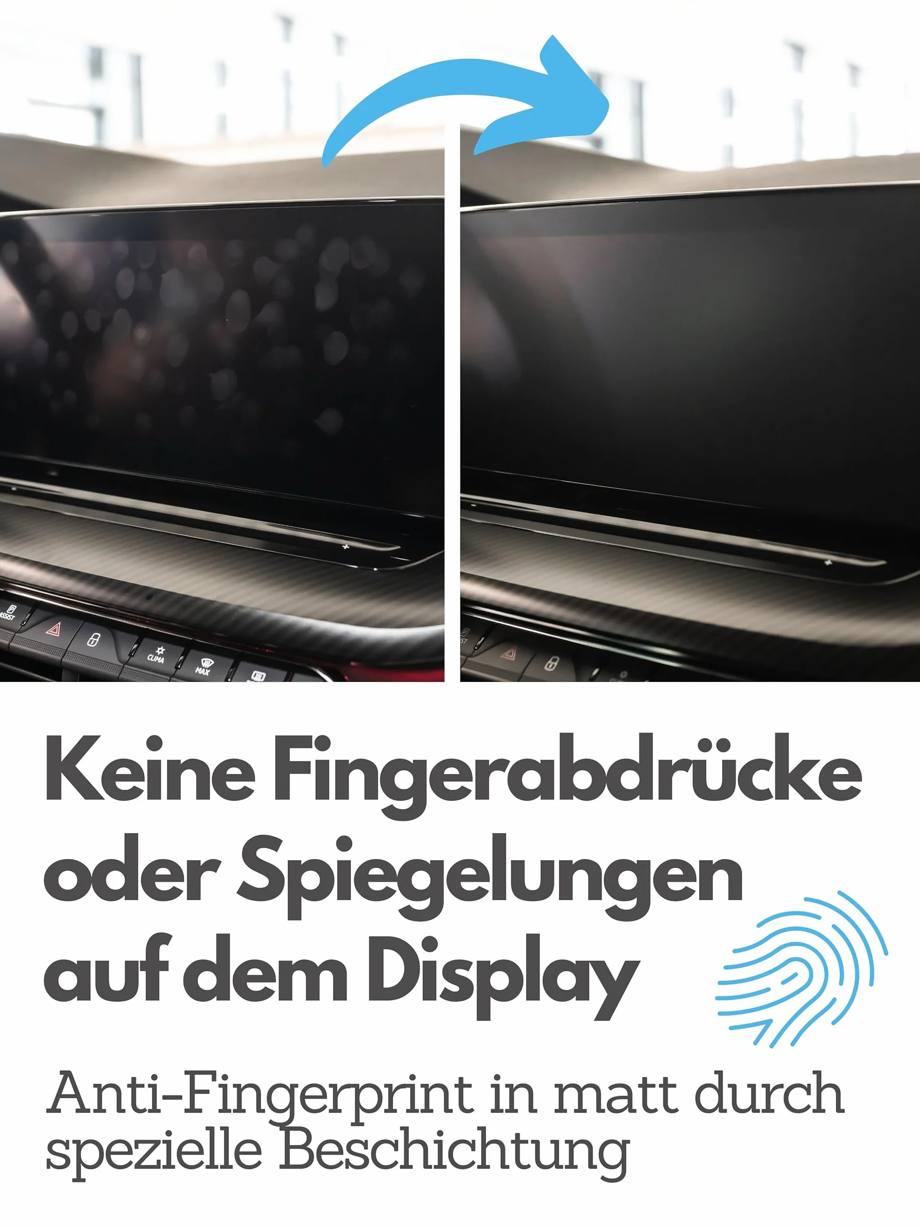 DISSKIN® Folia ochronna na wyświetlacz kompatybilna z Skoda Superb III Columbus - samoregenerująca się pod wpływem ciepła, matowa, powłoka antybakteryjna, ochrona przed odciskami palców