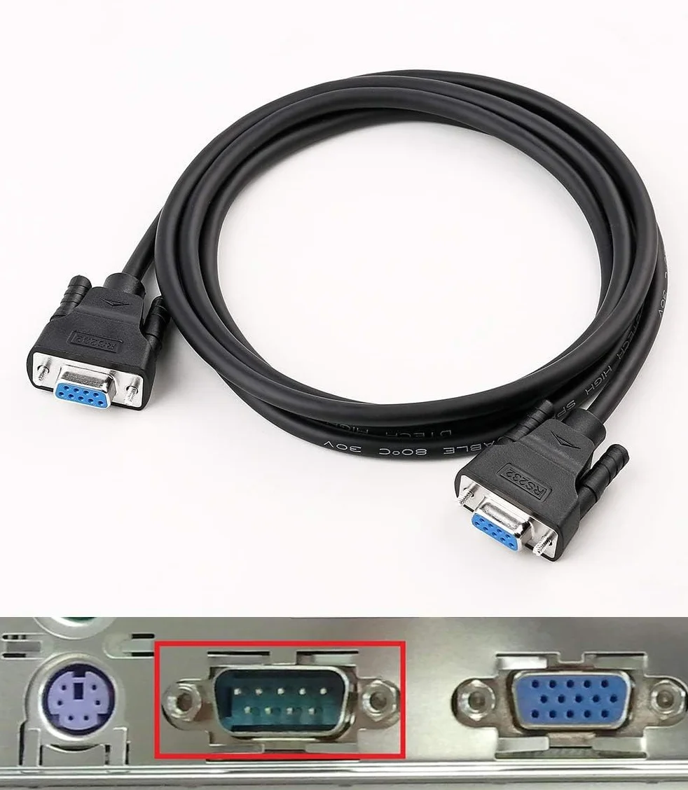DTECH DB9 RS232 kabel szeregowy gniazdo do gniazda kabel zerowy modemowy krzyżyk TX RX do komunikacji danych (3 m, czarny)