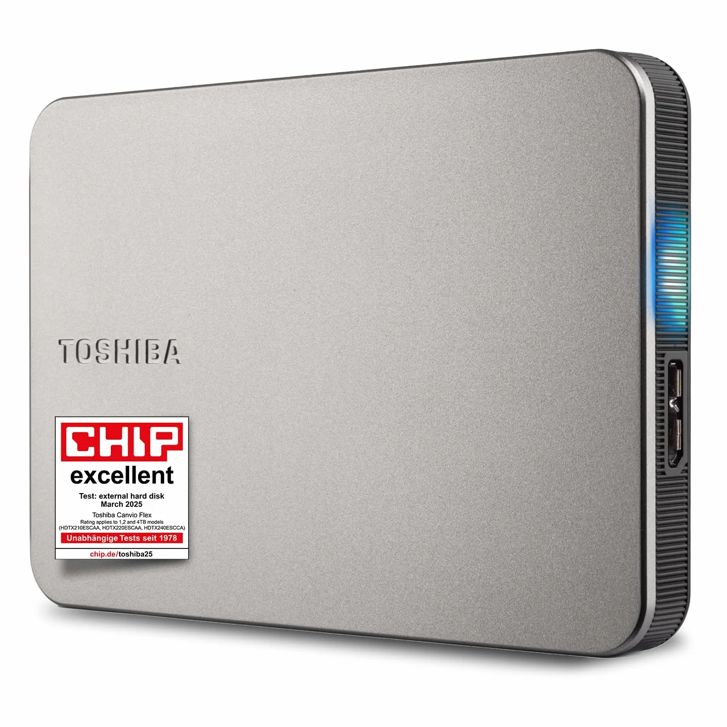 Disco rigido esterno - TOSHIBA - Canvio Flex - 1 TB - Argento - Prestazioni eleganti