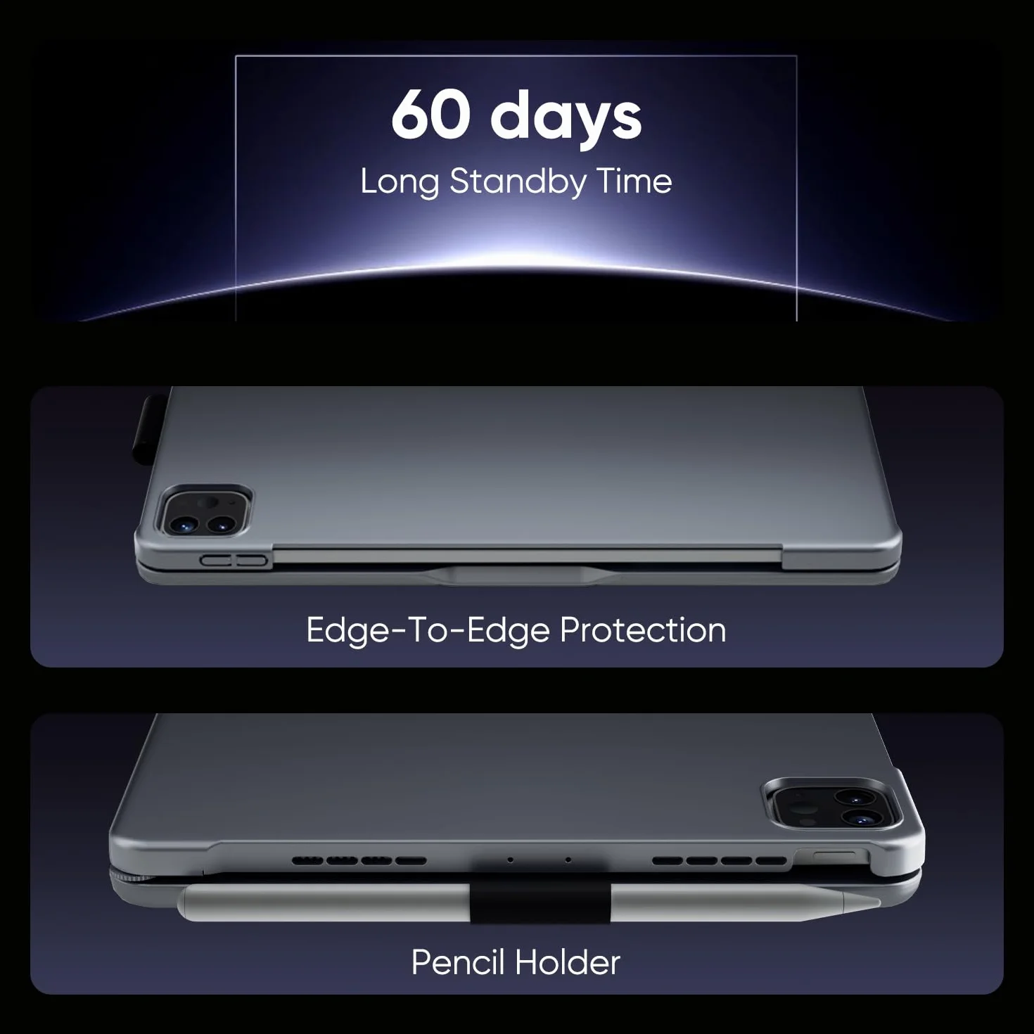 Doqo Etui z klawiaturą do iPad Air 11/iPad Pro 11 z gładzikiem i obrotem 360°