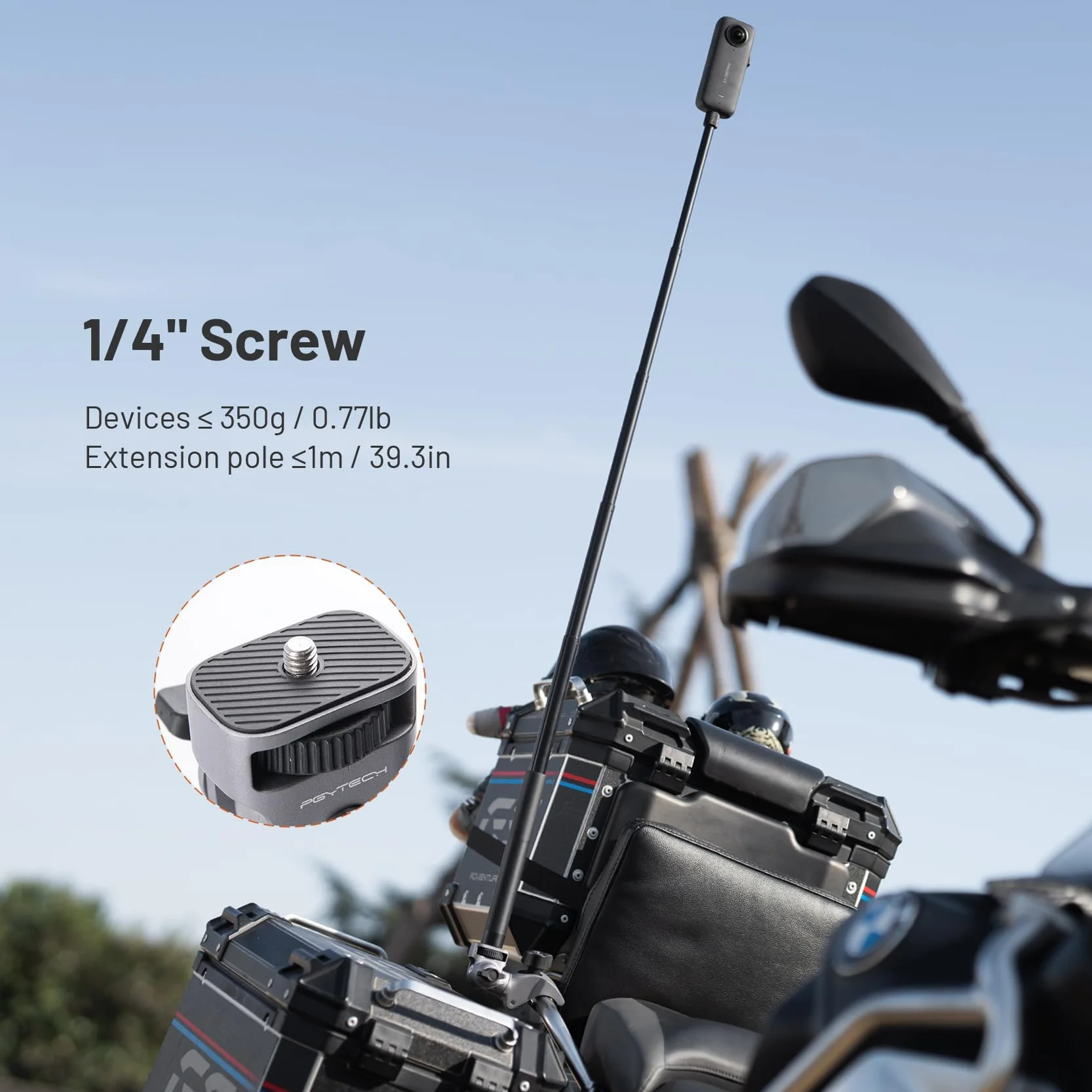 PGYTECH CapLock Super Clamp Mount uchwyt ze stopu aluminium do Insta360 Ace Pro 2/X5/X4 wytrzymały zacisk krabowy 1/4" do GoPro DJI Osmo 360/Pocket/Action