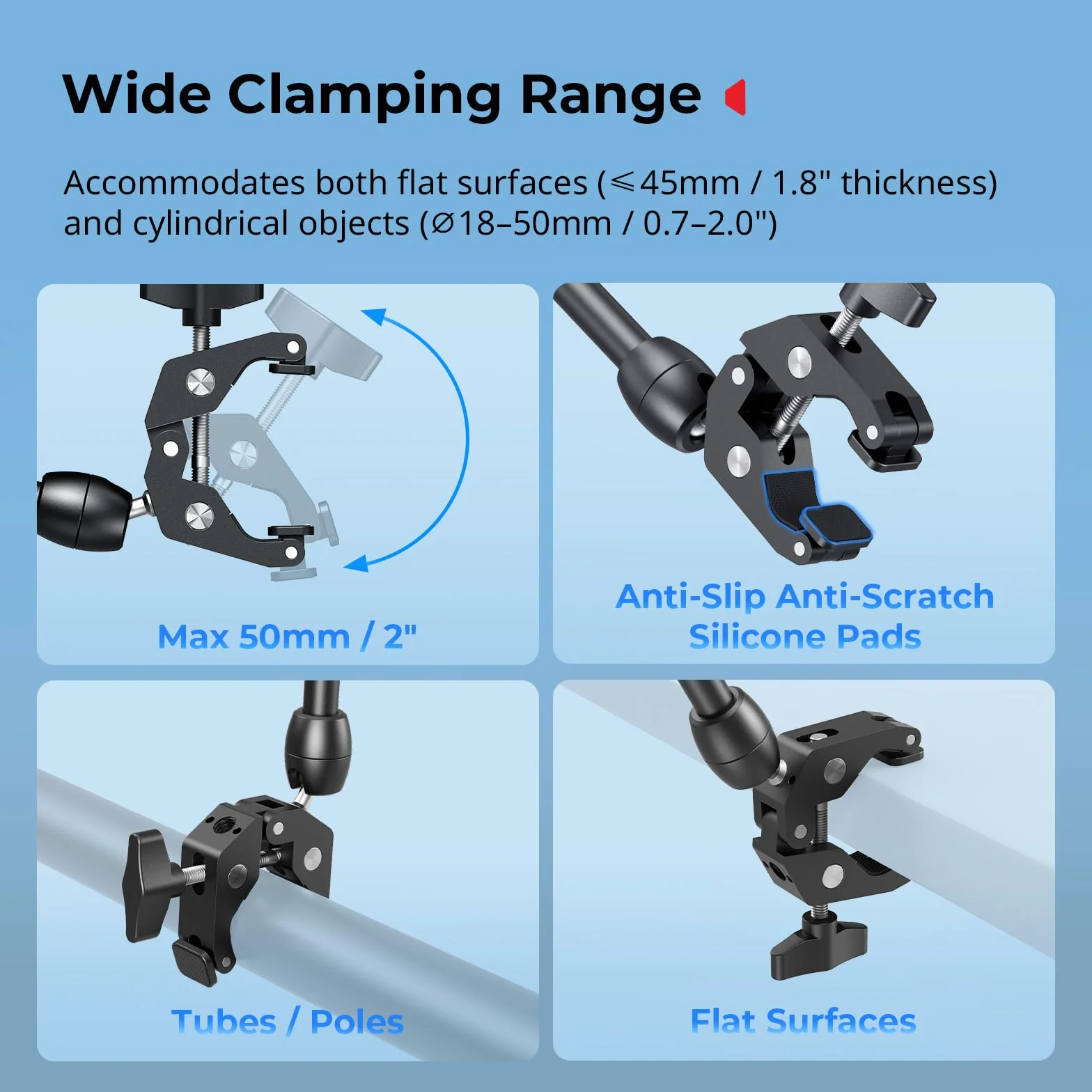 SMALLRIG 21,7" Magic Arm z Super Clamp, Uchwyt na Telefon, Elastyczny Uchwyt na Biurko ze Śrubą 1/4", do Kamery Sportowej, Lampy Wideo -5624