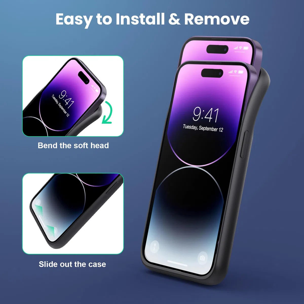 Feob Etui na baterie do iPhone 14 Pro (6,1 cala) 7200 mAh Akumulator Potężna bateria zewnętrzna Power Bank Przenośna ładowarka Etui na baterie do iPhone 14 Pro-Czarny