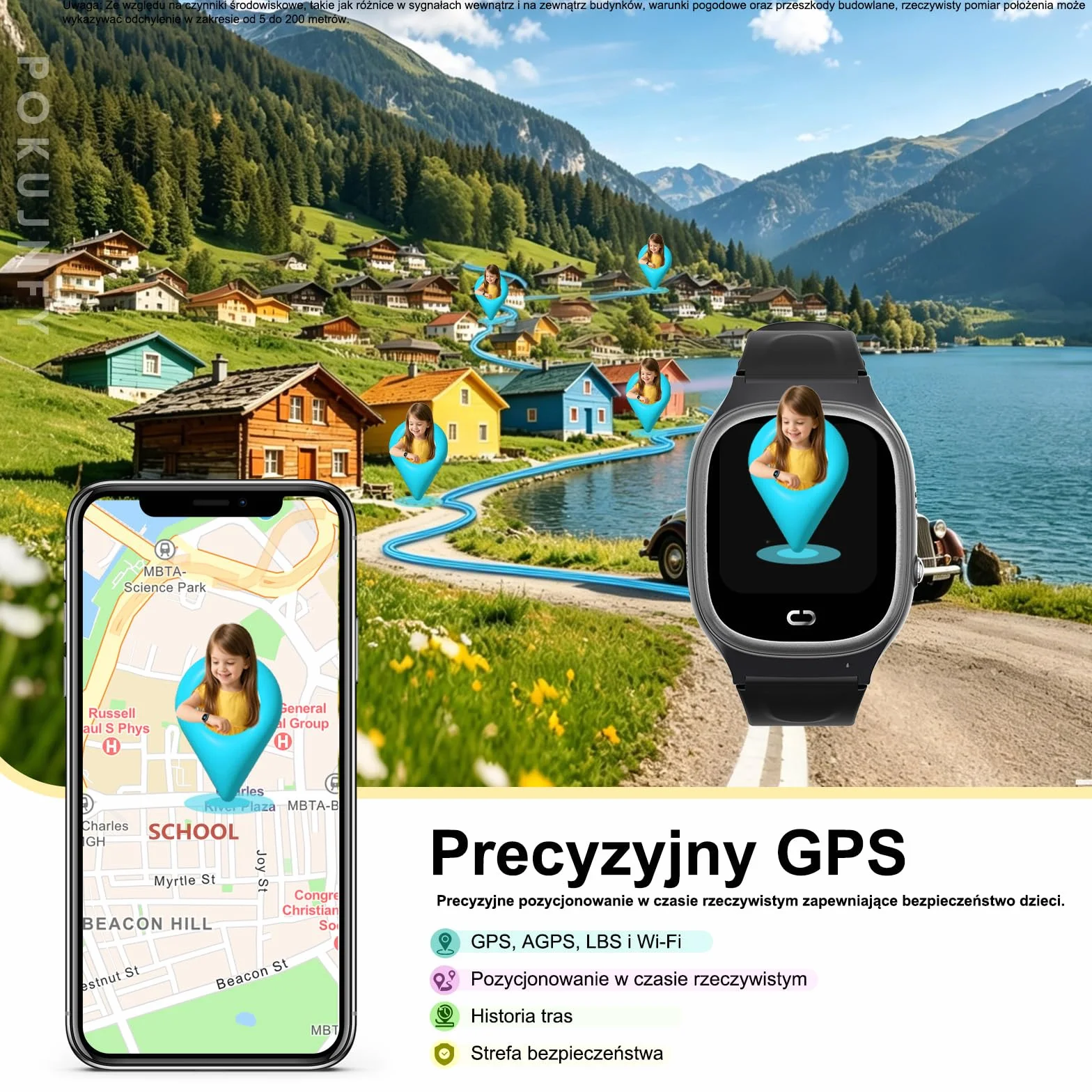 Smartwatch dla Dzieci z GPS Rozmowy Telefoniczne Czat Kontakty SOS Gra IP68 Wodoodporny Budzik Tryb Klasowy Zegarki Cyfrowe Smartwatch Dziecięcy Chłopcy Dziewczynki Urodziny Prezenty