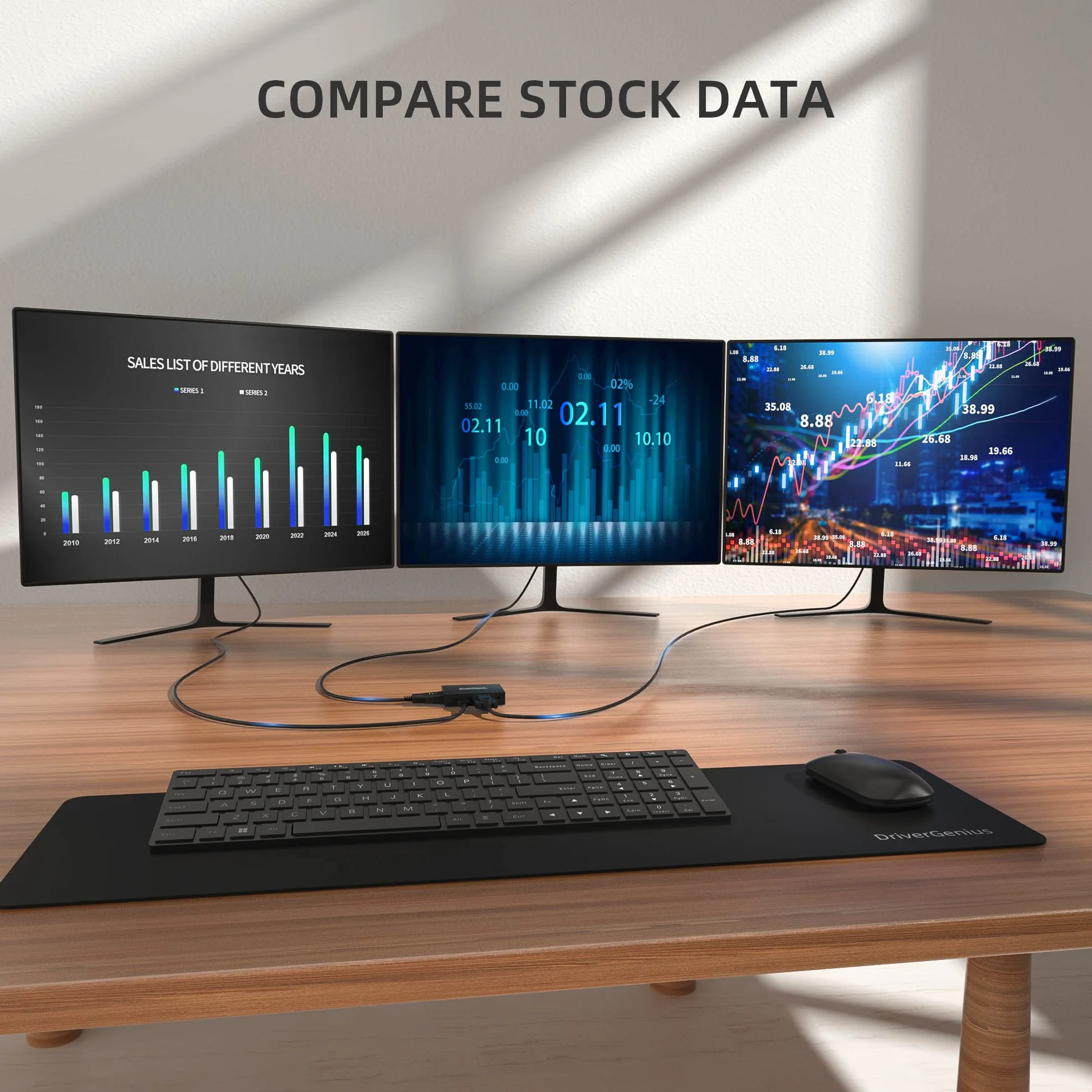 DriverGenius Adapter USB 2,0 / 3.0 na HD/ DVI / VGA – Adapter USB 2.0 / 3.0 do Wyświetlacza – Full HD 2048 x 1152 Zewnętrzny Podwójny Monitor Karta Graficzna Adapter