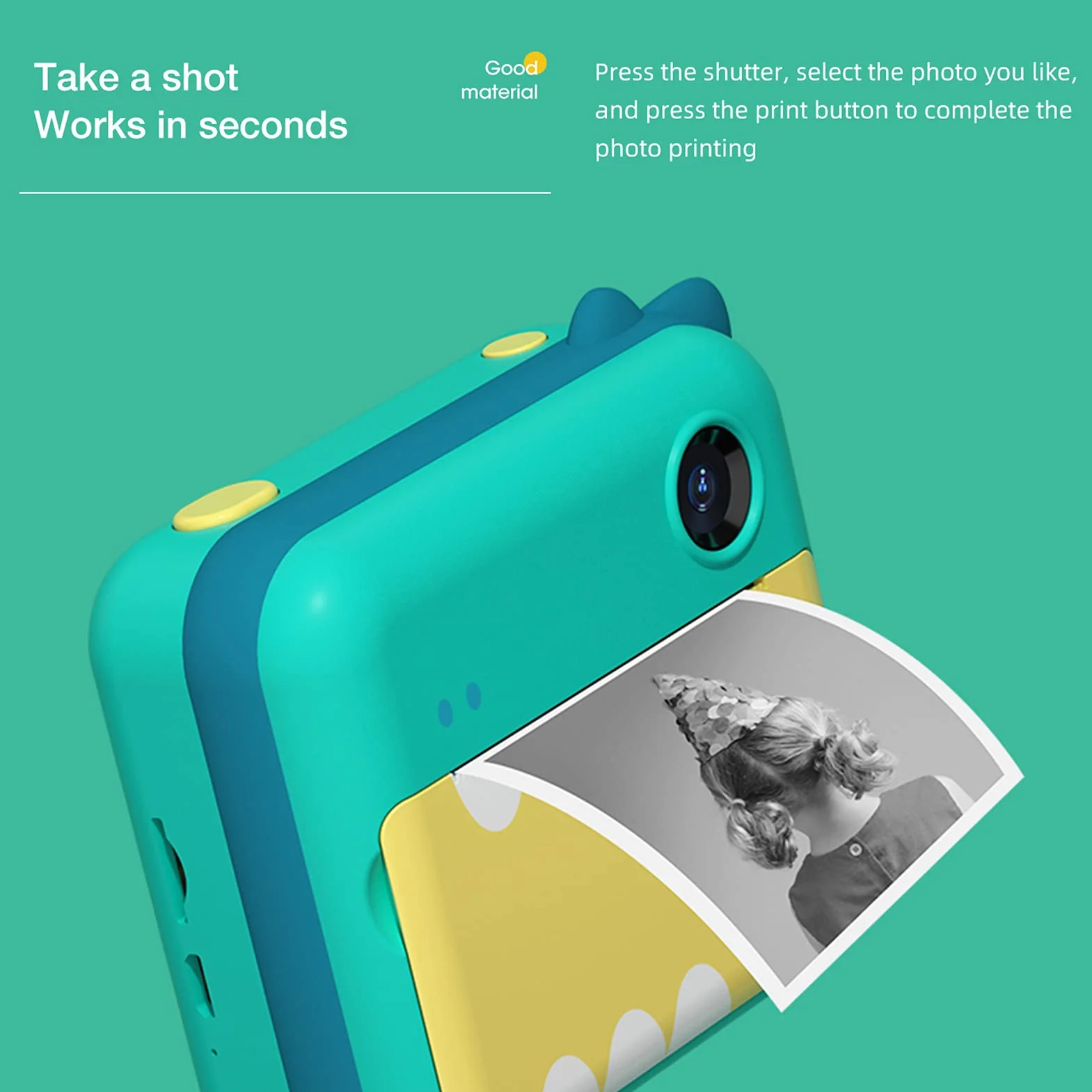 Andoer P1 Aparat błyskawiczny dla dzieci z 2 rolkami papieru do drukowania, karta SD 32 GB, obsługa transmisji WiFi na samoprzylepnym papierze fotograficznym, prezent