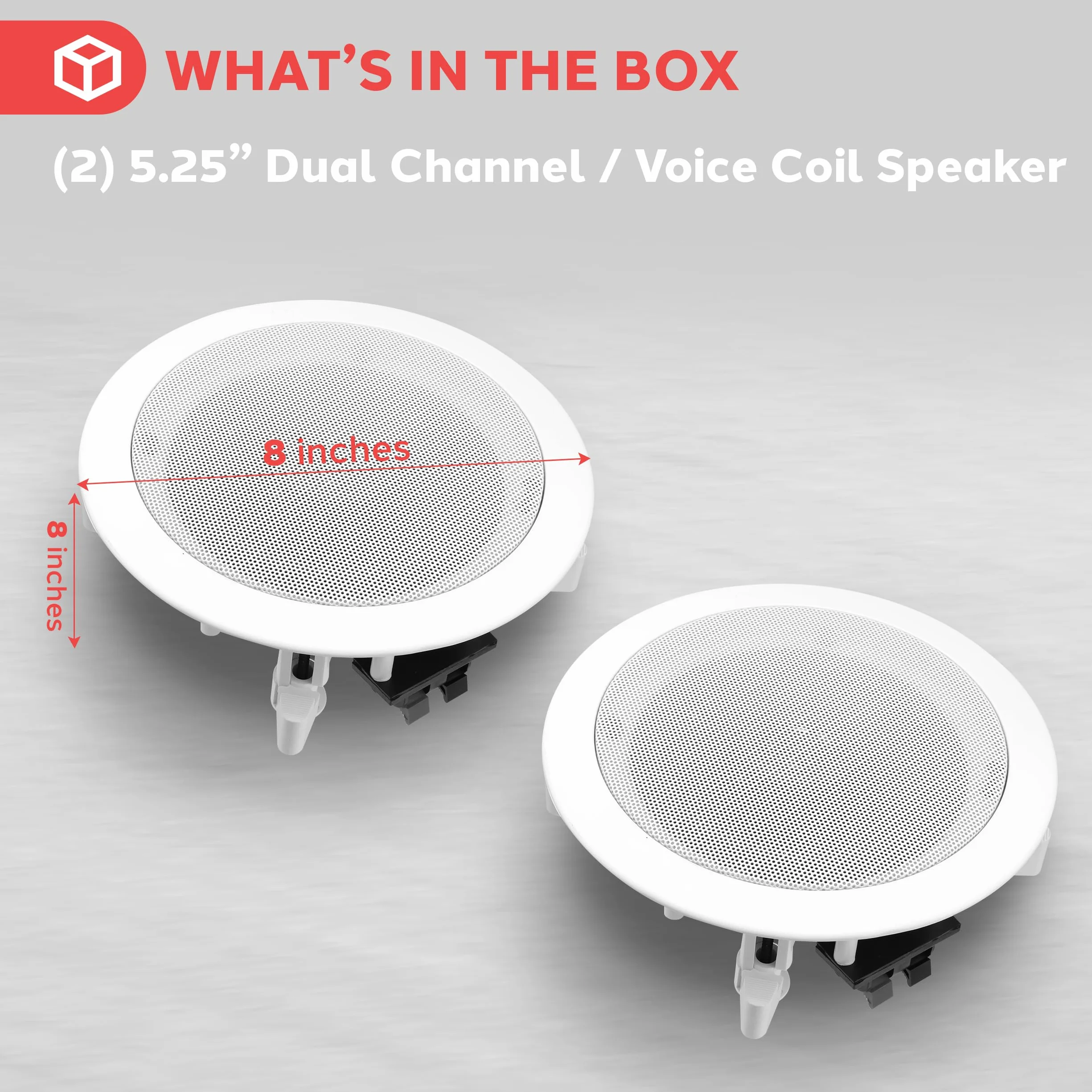 Pyle Pair 5.25” Flush Mount In-wall In-ceiling 2-Way Home Speaker System Spring Loaded Quick Connections Dual Polypropylene Cone Polymer Tweeter Stereo Sound 150 Watts (PDIC1651RD)