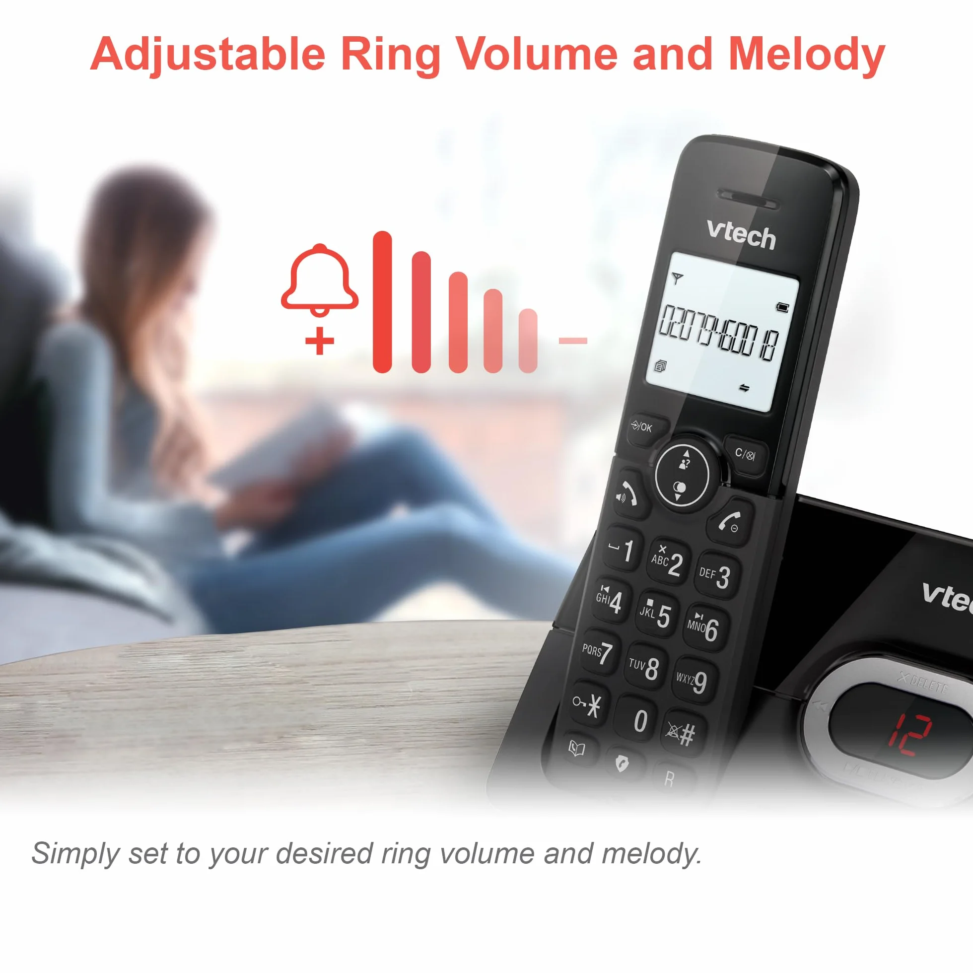VTech CS2050 Telefon bezprzewodowy z automatyczną sekretarką, tryb Eco+, telefon dla seniorów, telefon bezprzewodowy, blokada połączeń, funkcja głośnomówiąca, duże przyciski, wyświetlacz 1-liniowy,