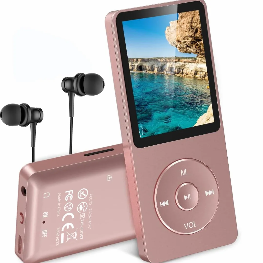 AGPTEK Klasyczny Mp3 8GB odtwarzacz MP3 1,8 cala 70 godzin baterii różowy