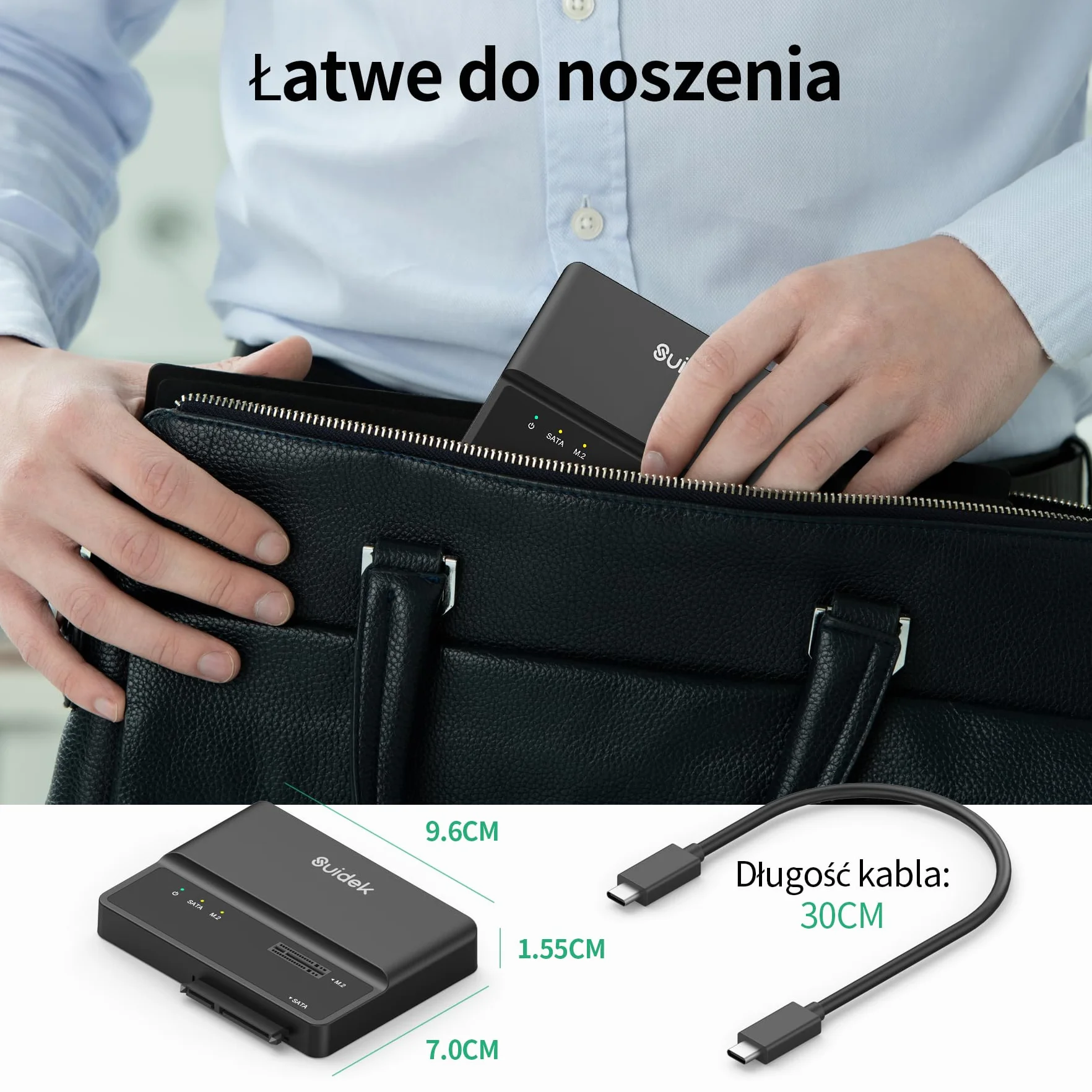 SUIDEK Adapter obudowy M.2 NVMe SSD, czytnik dysków twardych 10 Gbps, bezpłatny konwerter obudowy USB 3.2 z zewnętrznym adapterem PCIe NVMe obsługuje klawisze M.2 2, 2,5