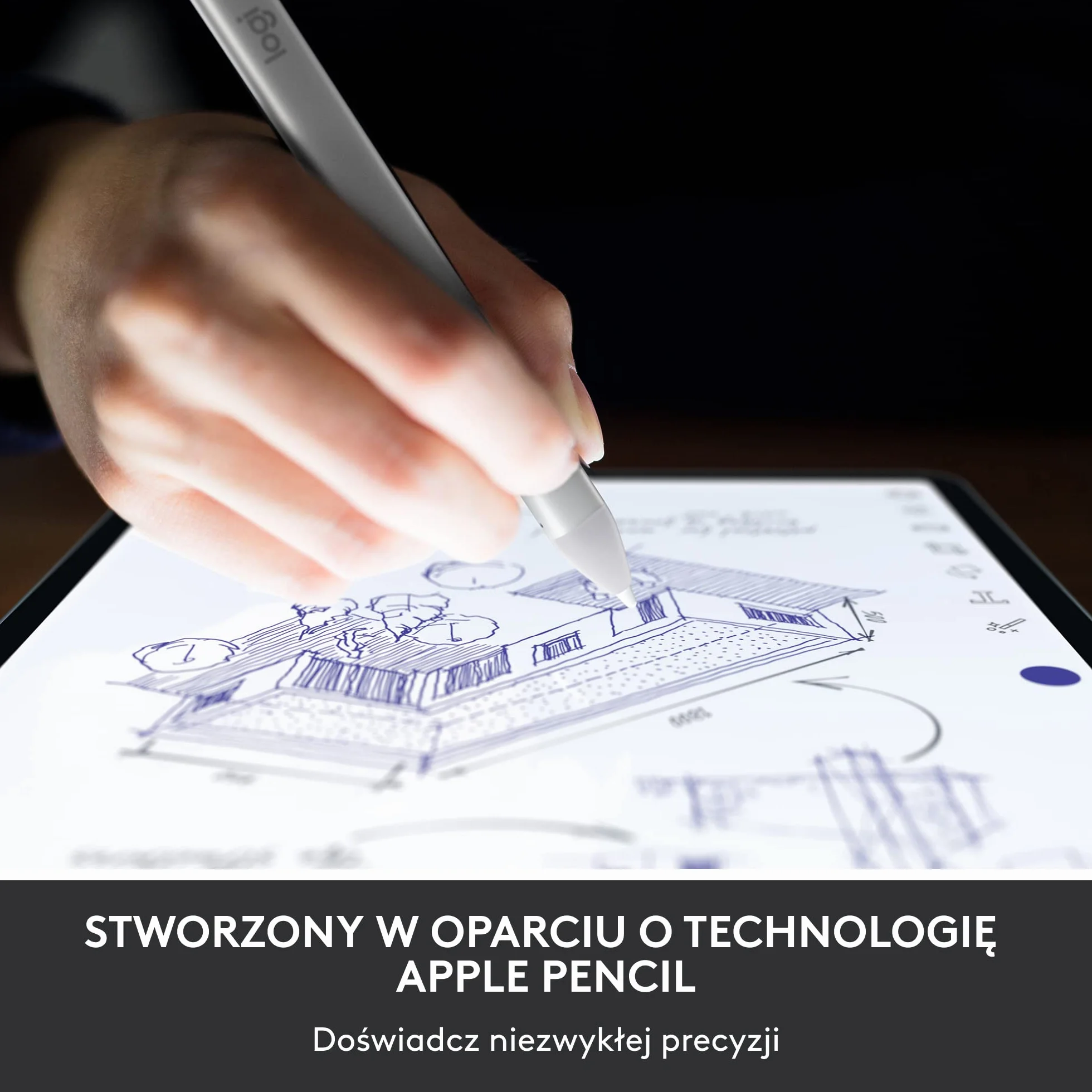 Logitech Crayon, cyfrowy rysik do iPada (z portami USB-C) wykonany w technologii Apple Pencil, doskonała precyzja bez opóźnień oraz dynamiczna, inteligentna końcówka + szybkie ładowanie USB-C - Srebro