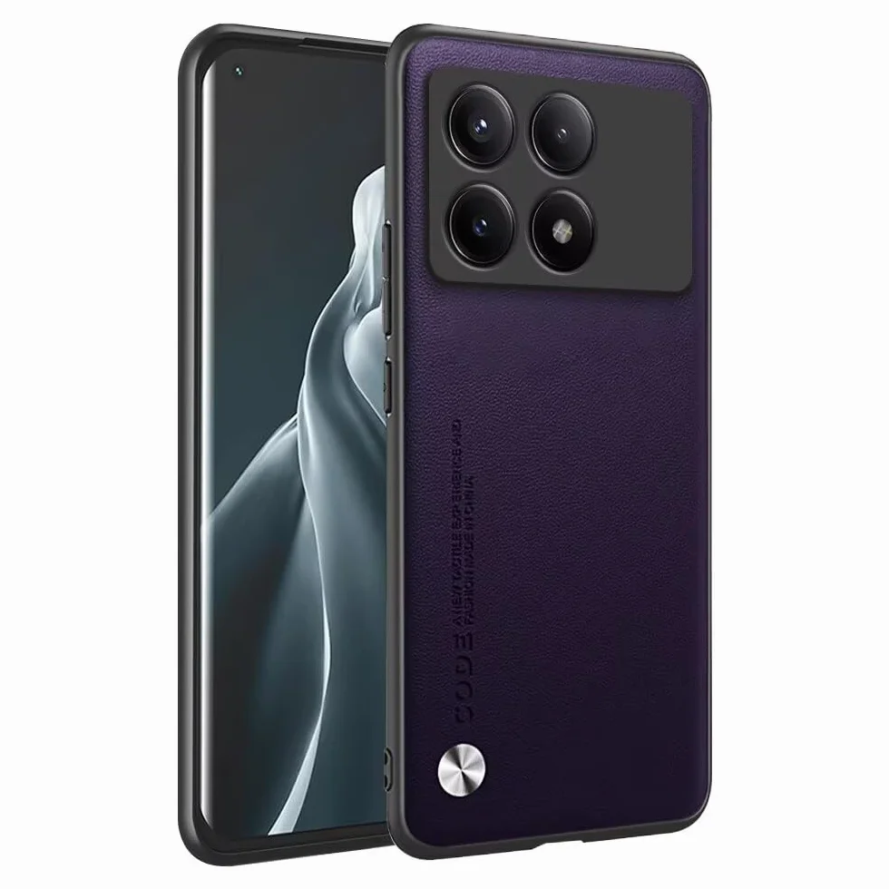 HAFFAN Etui na telefon komórkowy zaprojektowane do Poco X6 Pro 5G (6,67"), styl sztucznej skóry - ciemnofioletowy