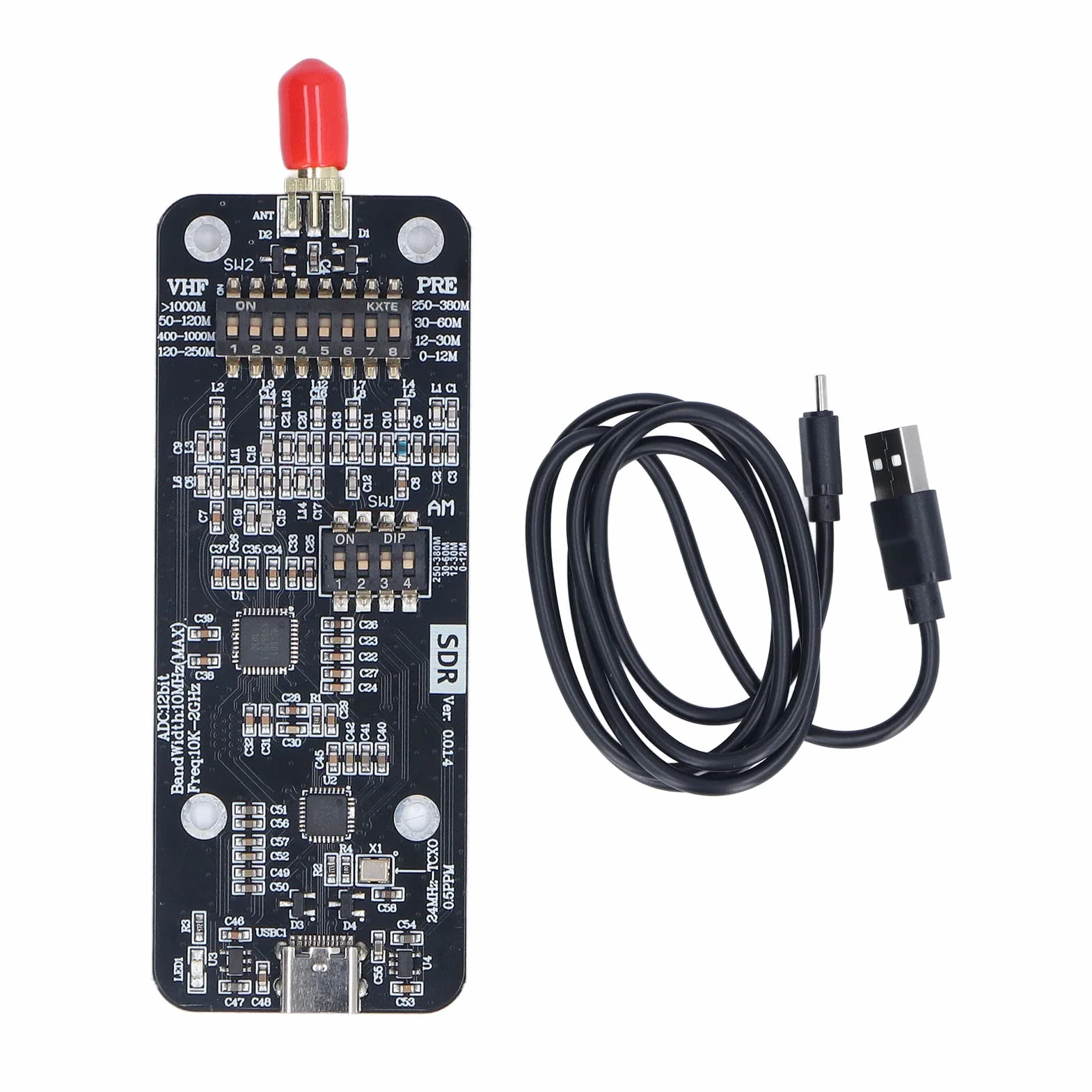 Odbiornik SDR, RSP1 12-bitowa Płyta Modułu Radiowego Zdefiniowana Programowo 10 KHz 2 GHz Odbiornik Tunera USB Ham Odbiornik Radiowy do Modulacji