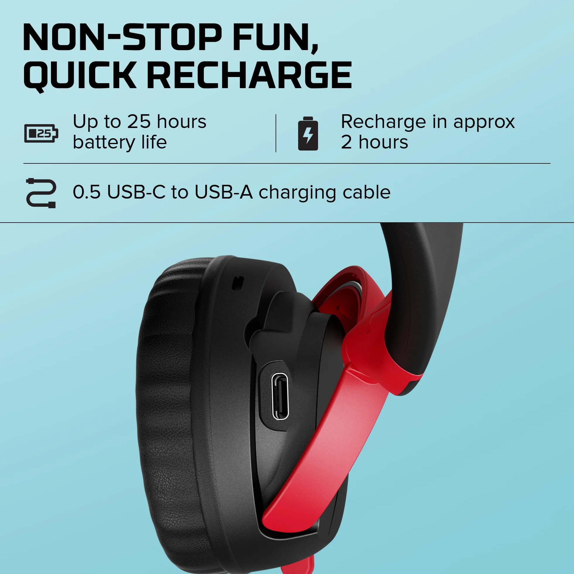 HyperX Cloud Mini Wireless - Bezprzewodowy zestaw słuchawkowy do gier dla dzieci, ograniczenie głośności 85dB, dla PC/Switch/PS/Chromebook/Xbox/Mobile, czarny