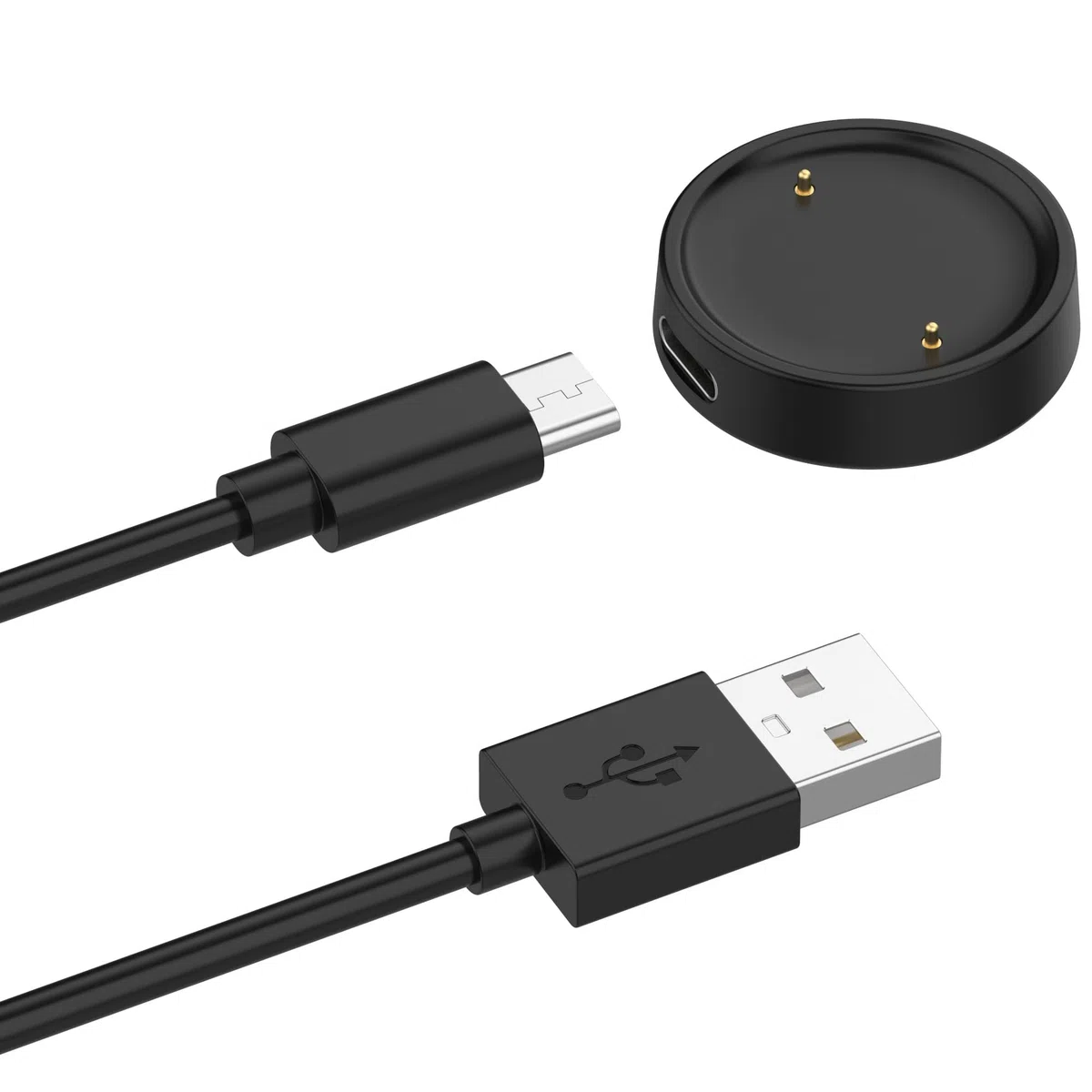 Kabel do ładowania USB 2 w 1, kompatybilny z ładowarką Amazfit Active 2, 100 cm, adapter typu C, złącze konwertera zegarka, czarny