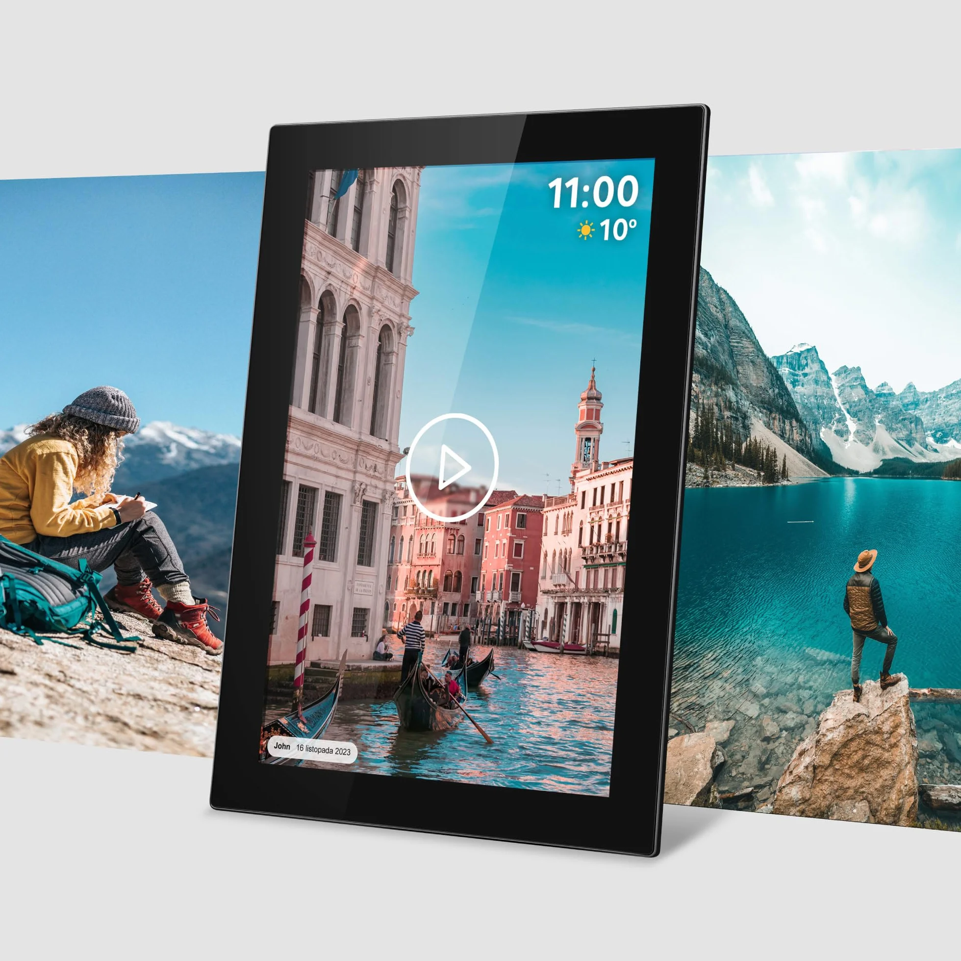 Krüger&Matz Cyfrowa Ramka na Zdjęcia FRAMEO 1280 x 800 px 10,1" Wi-Fi MicroSD Odtwarzanie Klipów Wideo Timer Pogoda Czarna KM1100