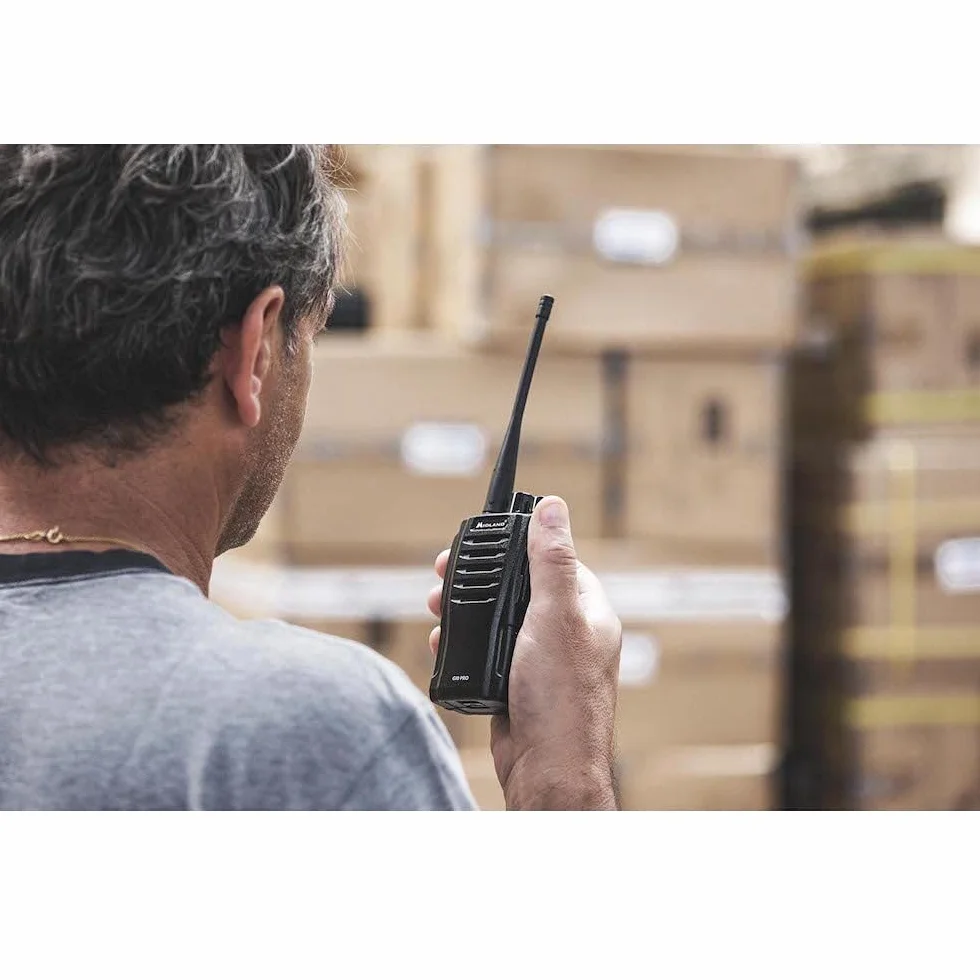 Midland G10 Pro C1107.04, Walkie Talkie Ricaricabile, Radio Ricetrasmittente Pół Profesjonalne z 32 Kanałami PMR446, 50 Tonami CTCSS, 116 Kodami DCS, Bateria Li-Ion 1200mAh, Czarny z Ładowarką