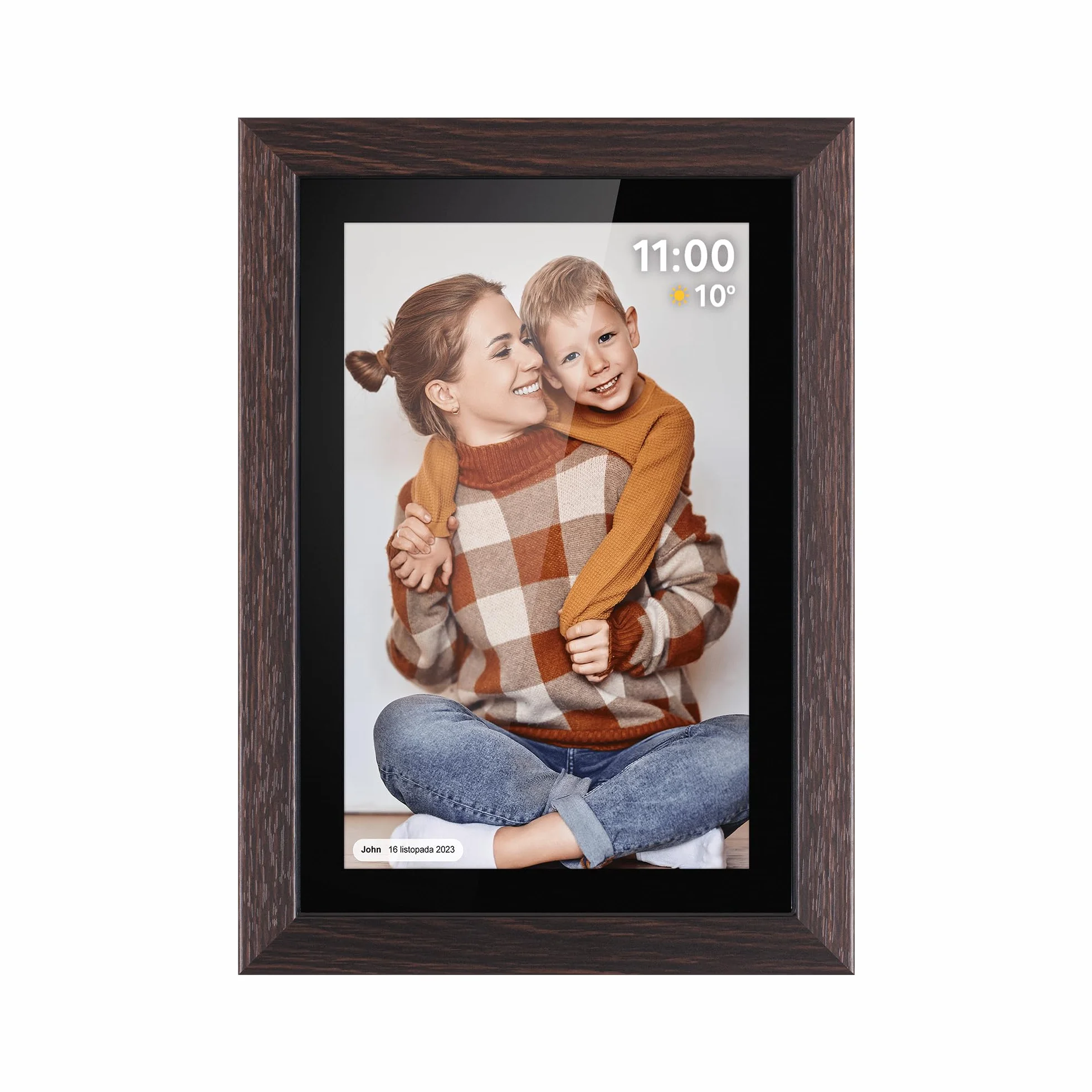 Krüger&Matz Cyfrowa Ramka na Zdjęcia FRAMEO 1280x800 px 10,1" Wi-Fi MicroSD Odtwarzanie Klipów Wideo Timer Pogoda Drewniana Ramka KM1102
