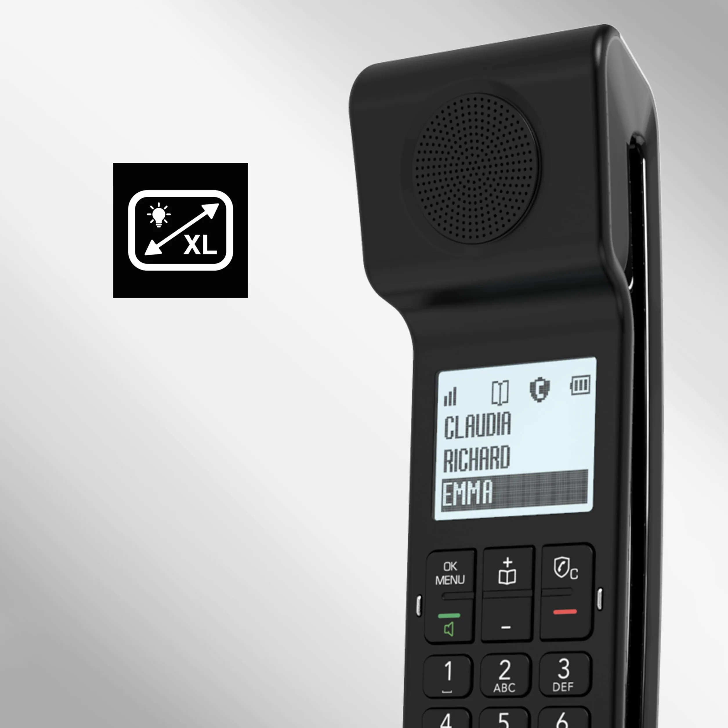 ALCATEL Epure Iconic bezprzewodowy telefon stacjonarny DECT – styl vintage – duży wyświetlacz graficzny o wysokiej rozdzielczości – funkcja głośnomówiąca – funkcja blokowania połączeń – czarny