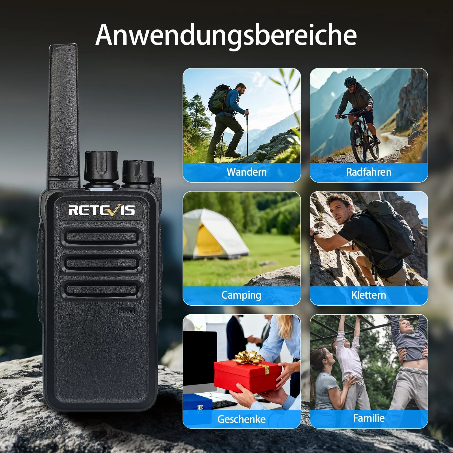 Retevis RT668 Walkie Talkie Krótkofalówki 16 Kanałów CTCSS/DCS VOX Akumulator 2 Sztuki