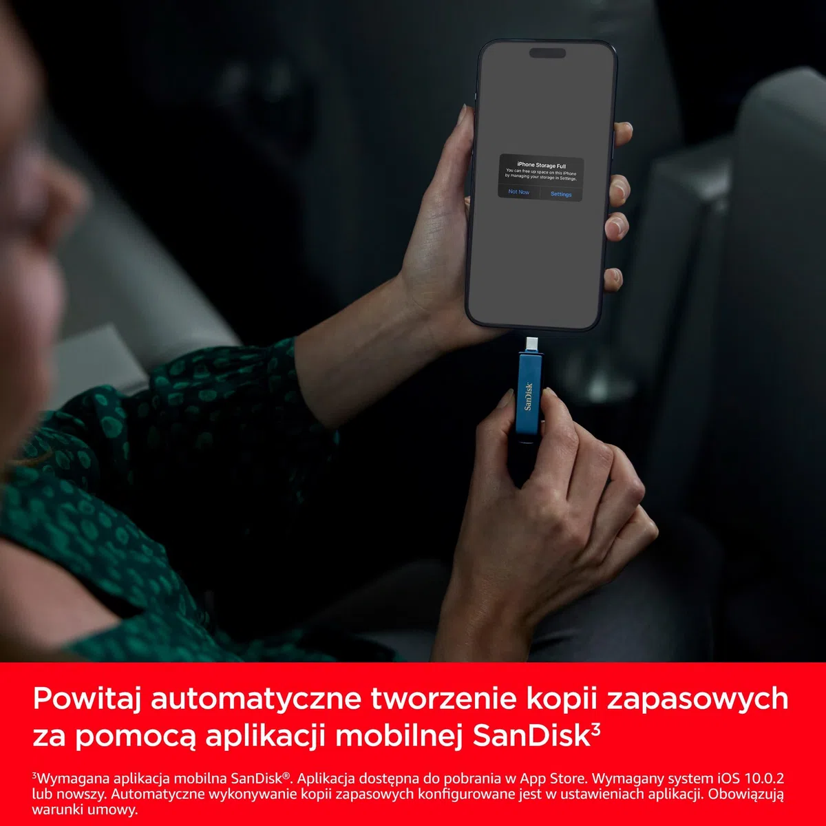 SanDisk Napęd telefoniczny 128 GB, pamięć USB do iPhone'a, iPada, PC i Mac (pamięć 2 w 1, złącza Lightning i USB typu C, automatyczna kopia zapasowa, ochrona hasłem, metaliczne niebo
