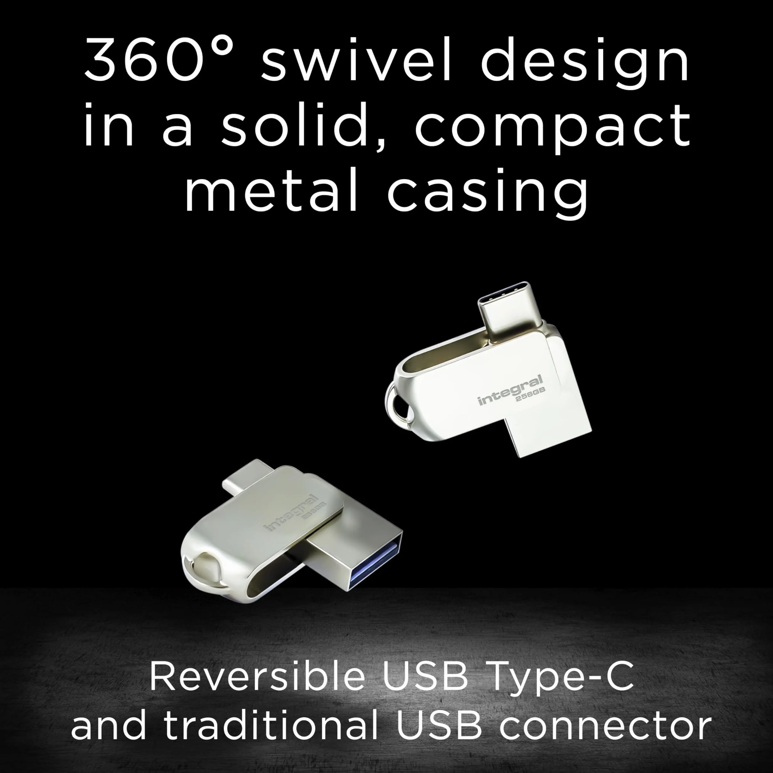 Integral 256 GB 360 Dual USB 3.0 typ C & typ A pamięć flash metalowa obudowa